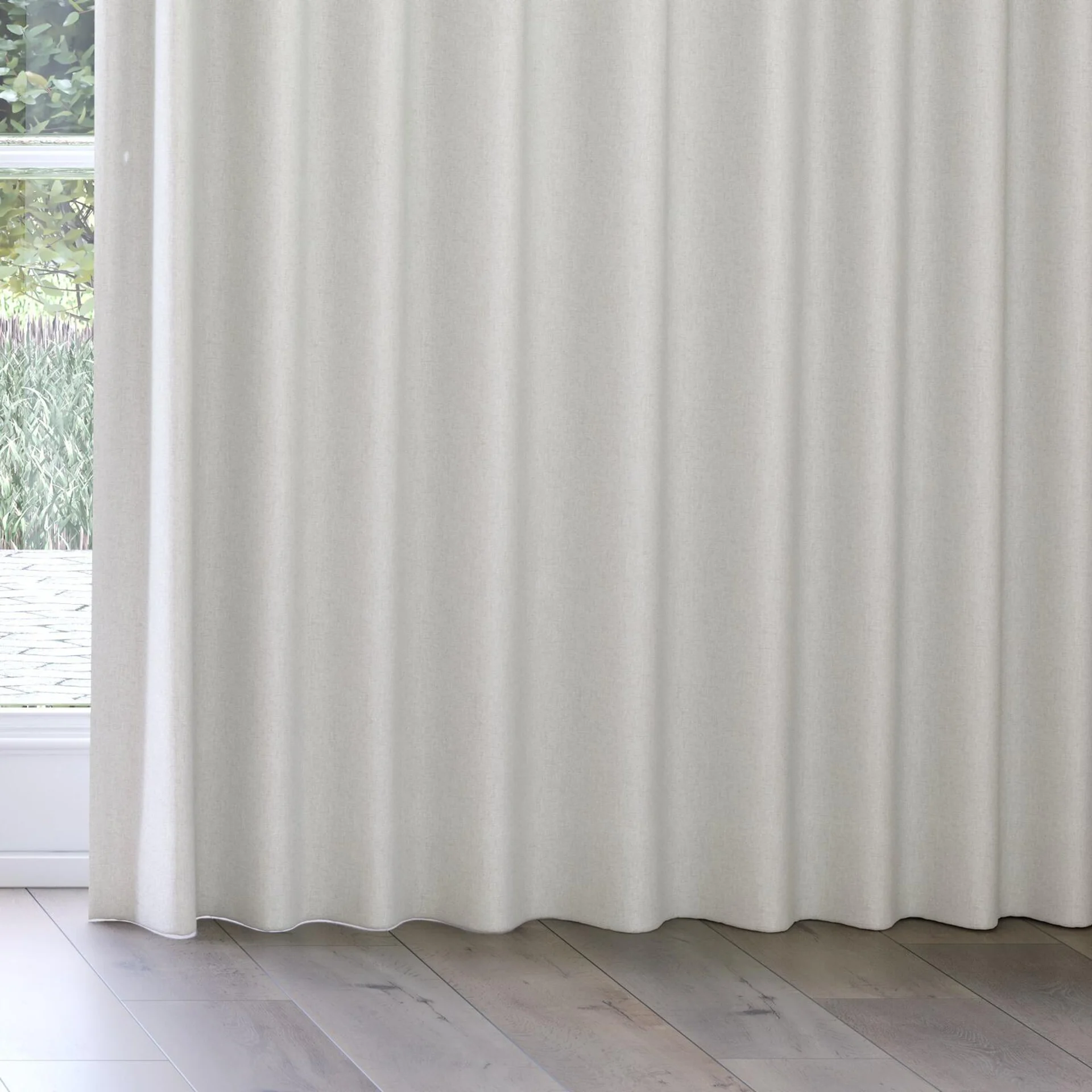 Bottom view of Retreat II Limestone, on curtain rail