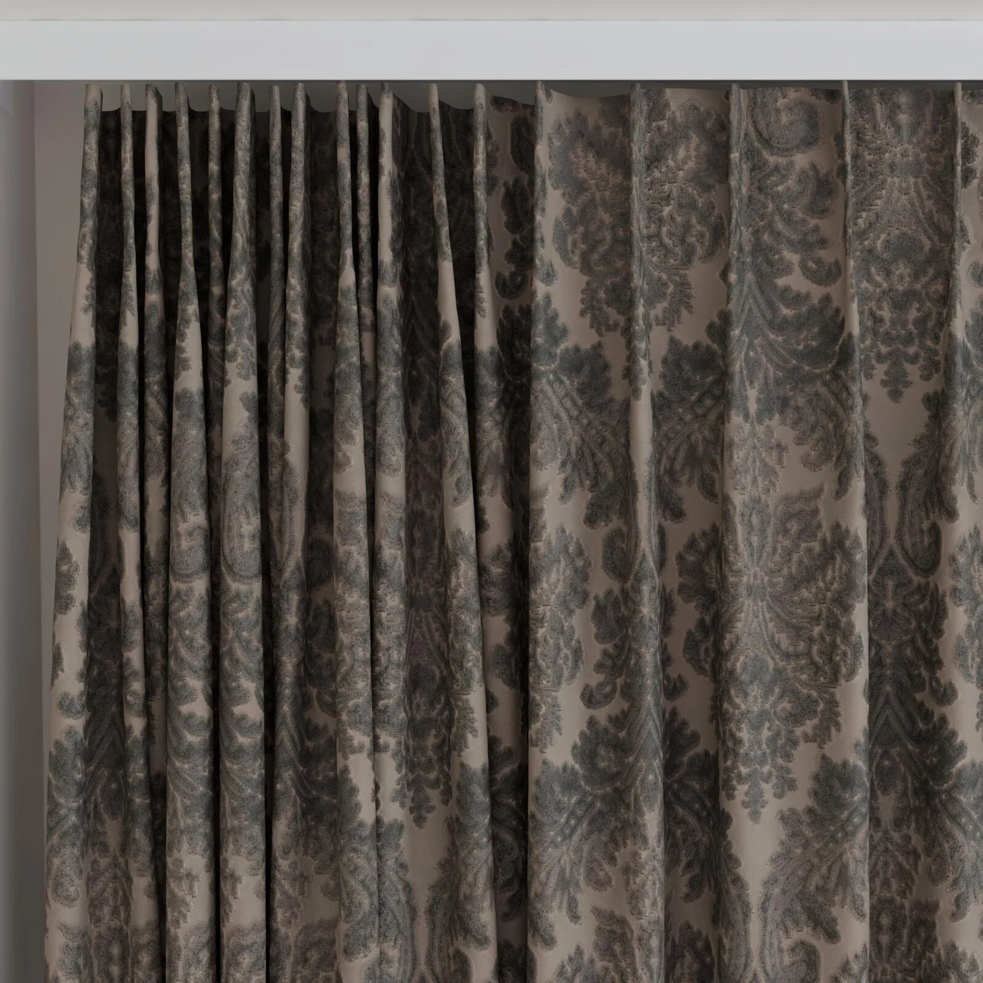Top view of Gosh Shark, on curtain rail