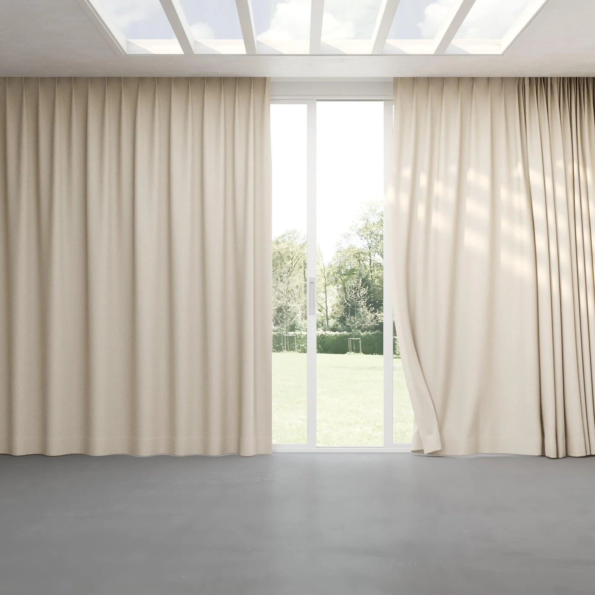 Full view of Maharaja II Raw Silk, pinch pleat