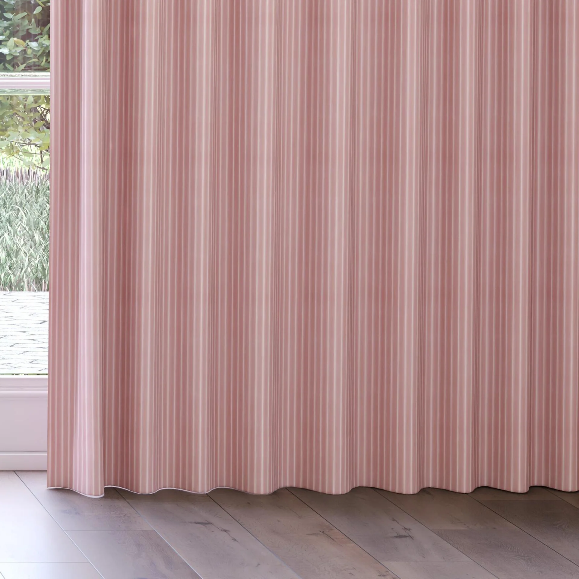 Bottom view of Cordial Petal, on curtain rail