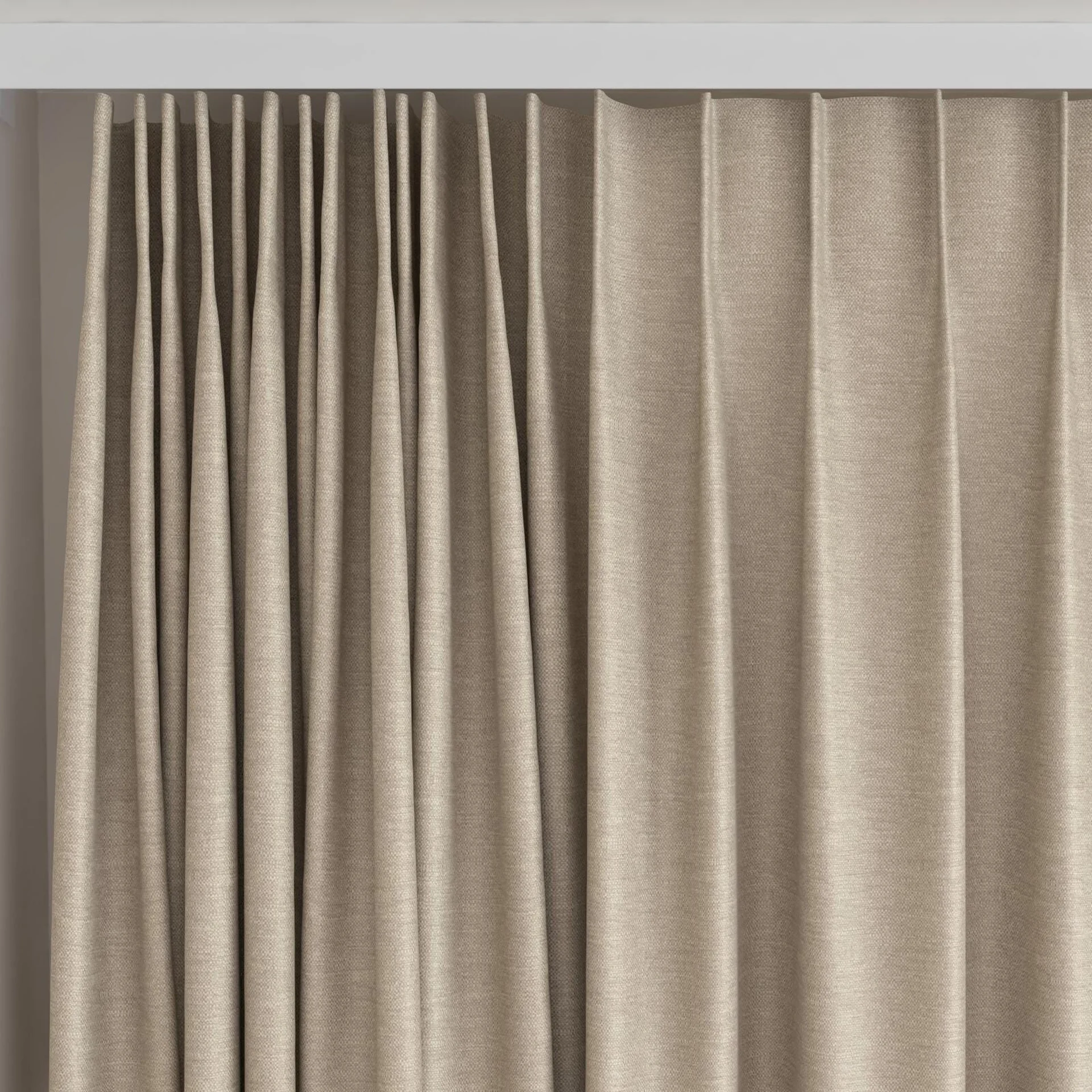 Top view of Colourwash Eco Rattan, on curtain rail