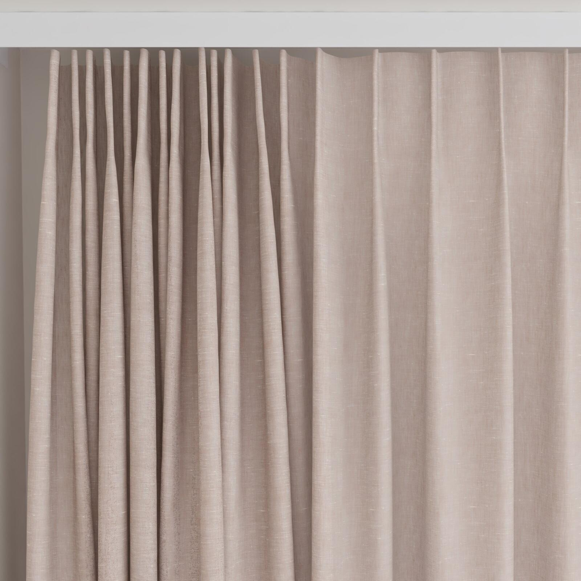 Top view of Gesso Lino Rose, on curtain rail