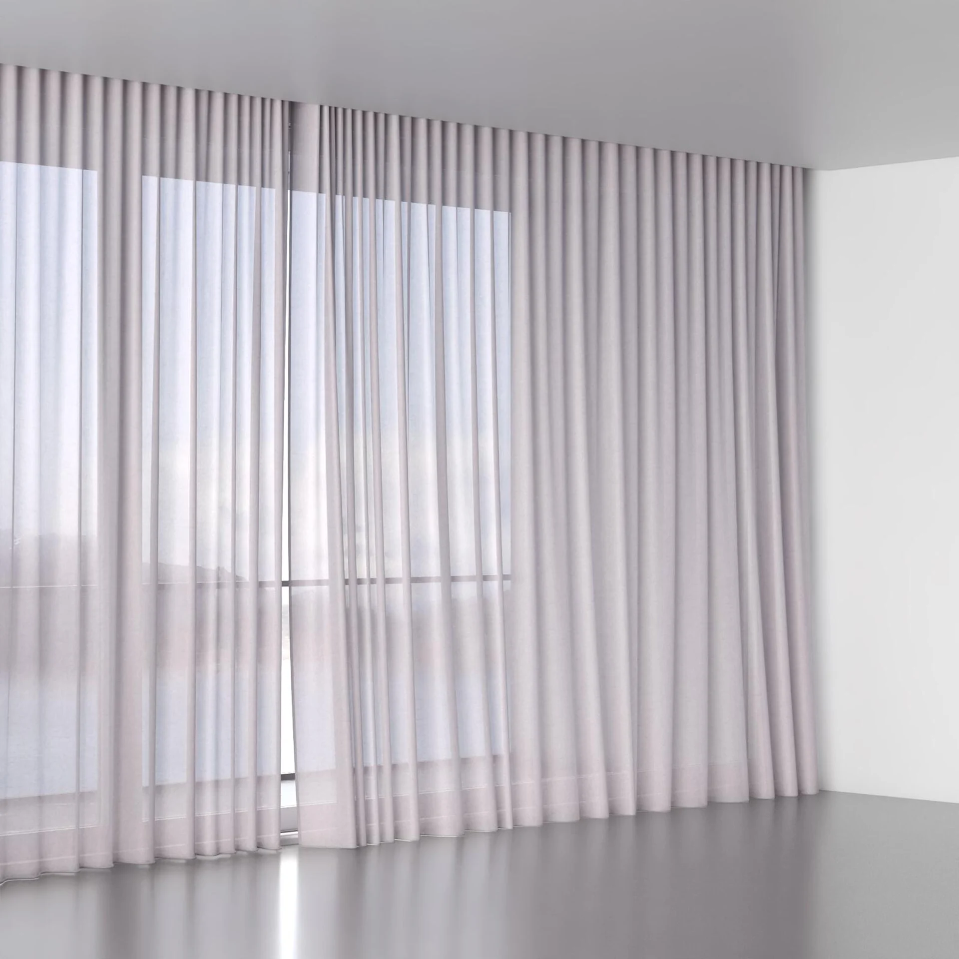 Full view of Flo II Feather, wave pleat