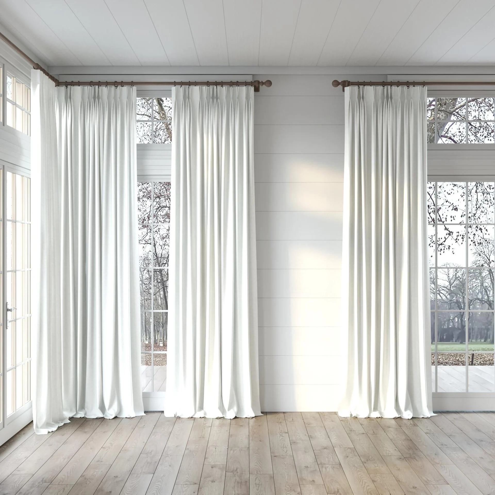 Full view of Bravo Iceberg, puddled, on curtain rod