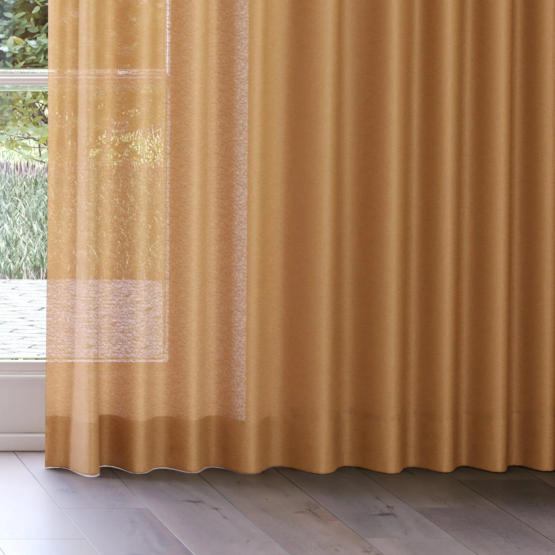 Bottom view of Laconia Air Rust, on curtain rail