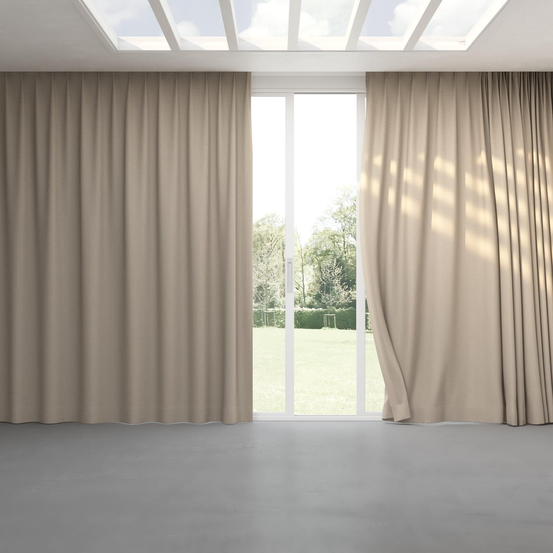 Full view of Tasman UC Sand, pinch pleat