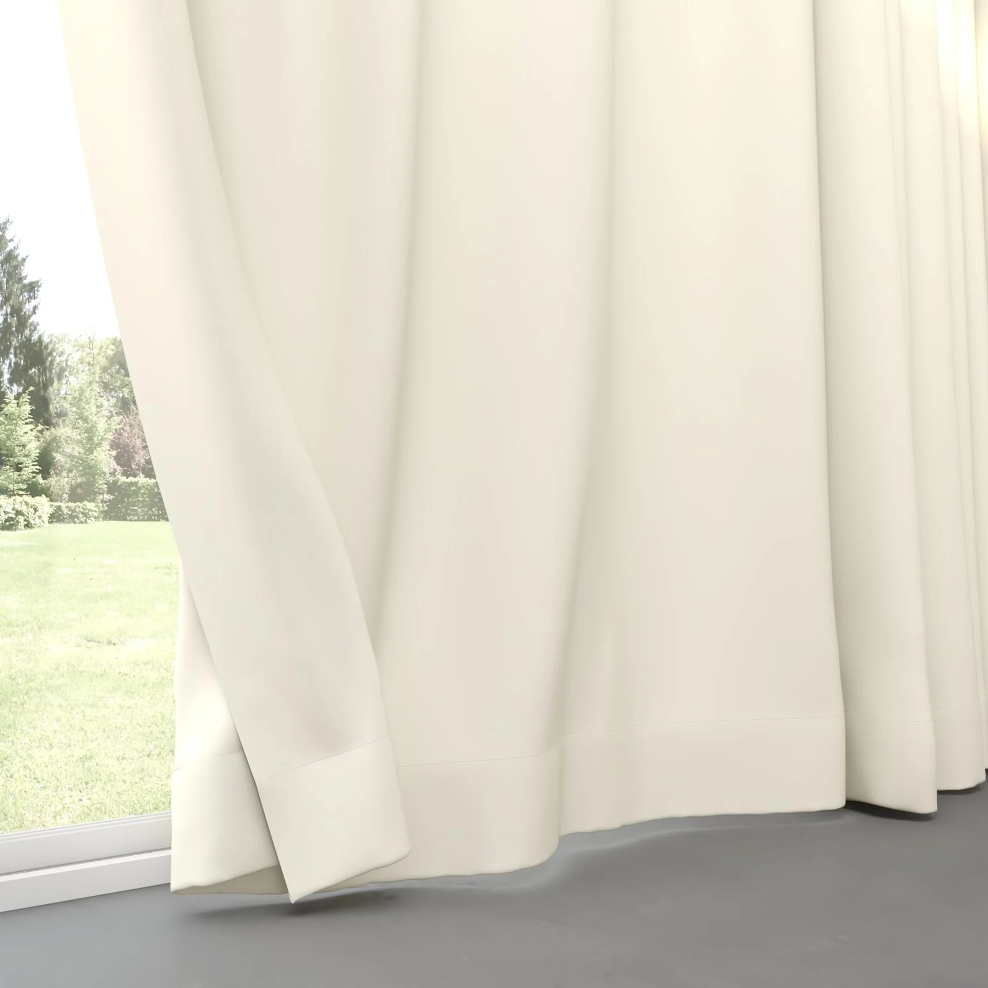 Bottom view of Vela Flax, pinch pleat