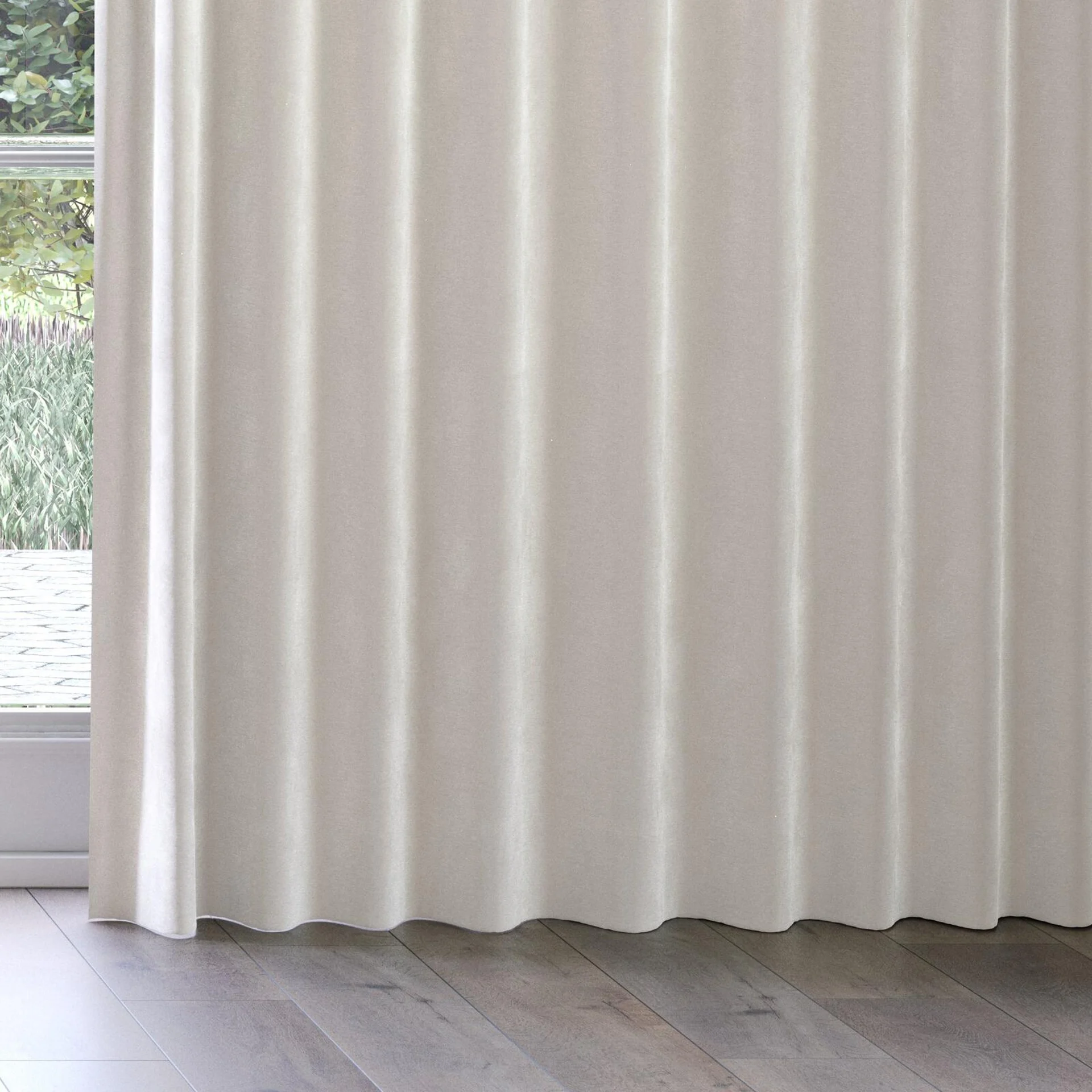 Bottom view of Moon Natural, on curtain rail