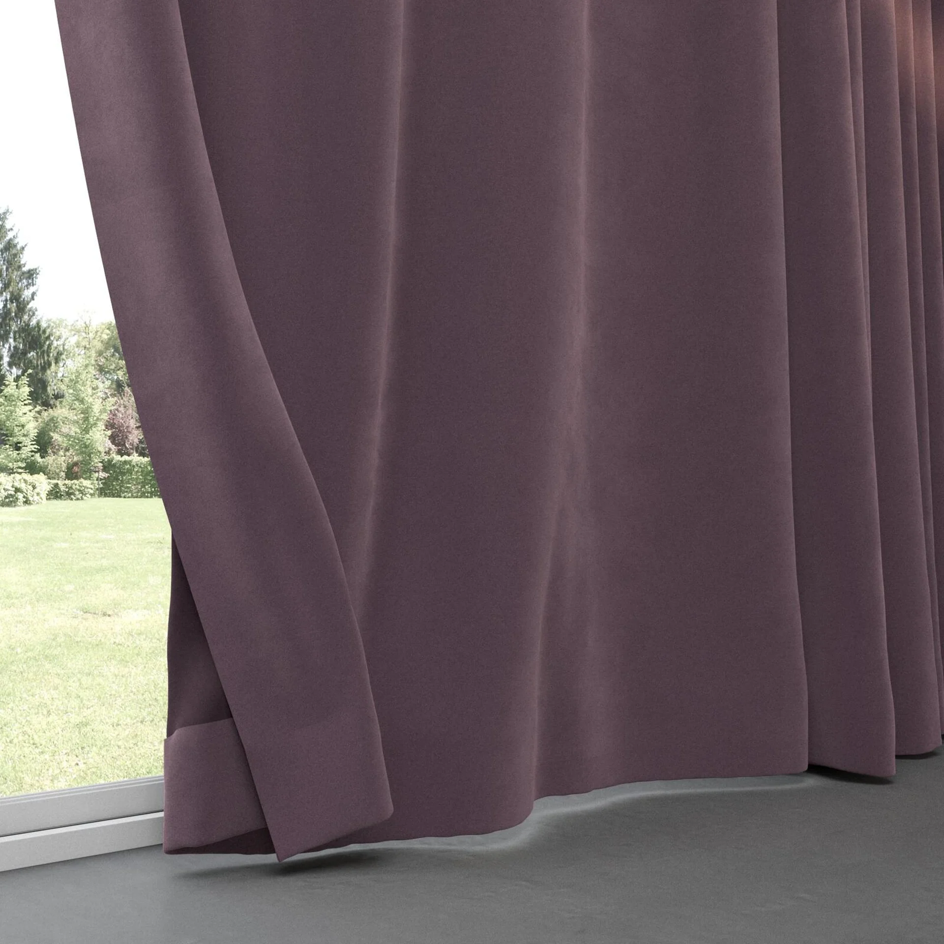 Bottom view of Verbier Plum, pinch pleat
