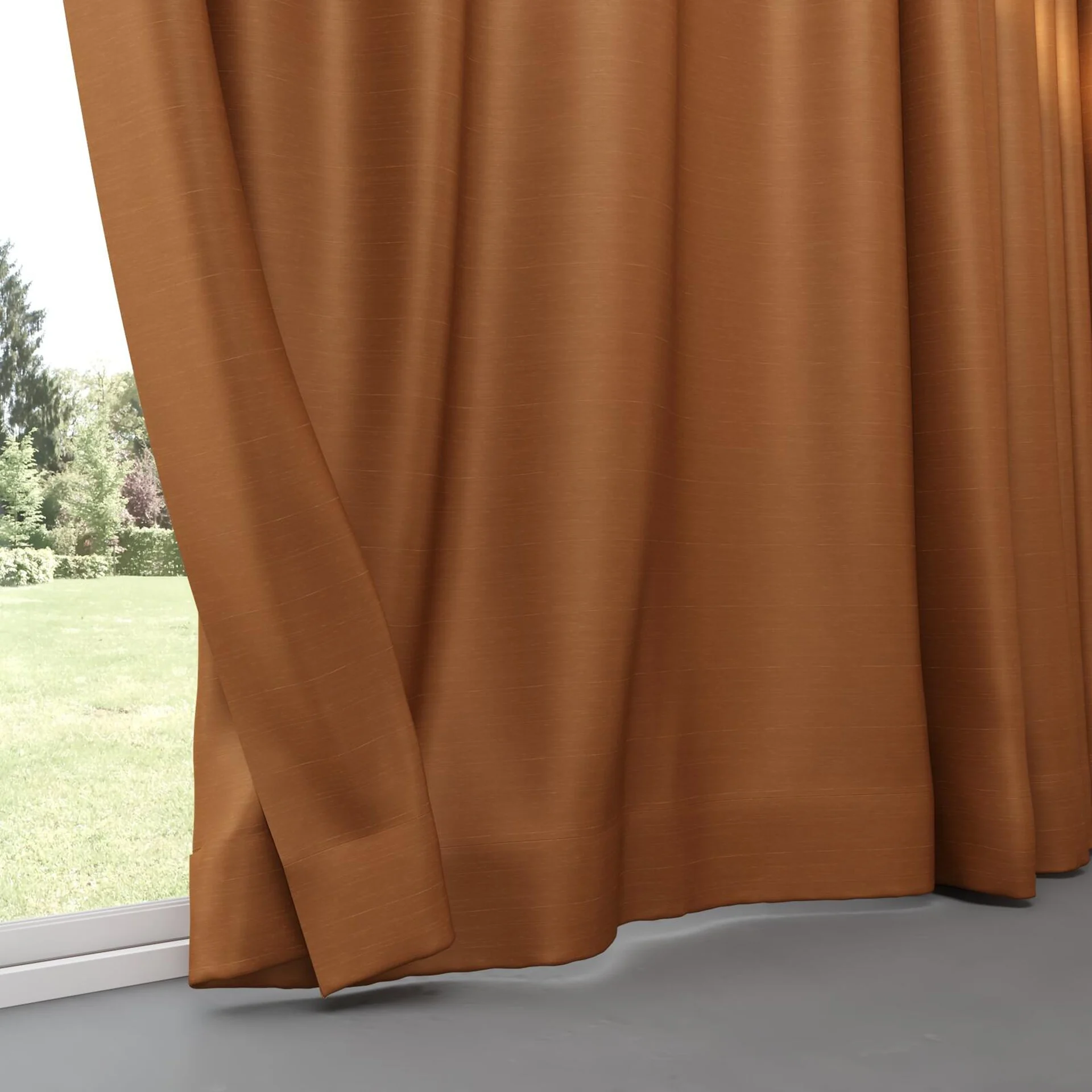 Bottom view of Silky Nutmeg, pinch pleat