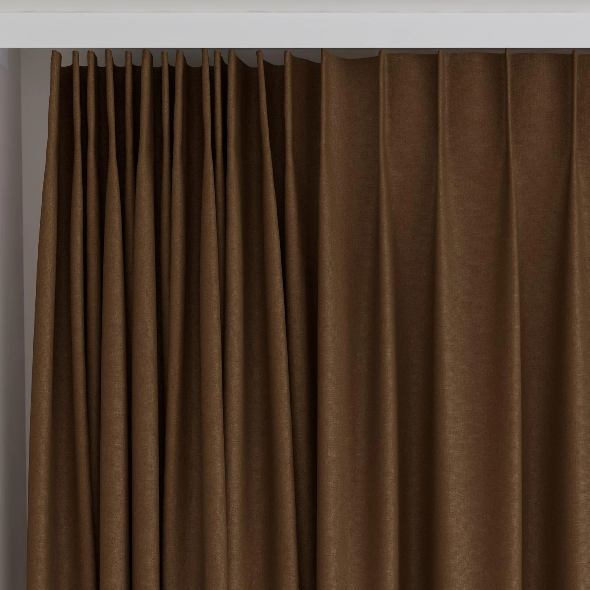 Top view of Eternal Raw Sienna, on curtain rail