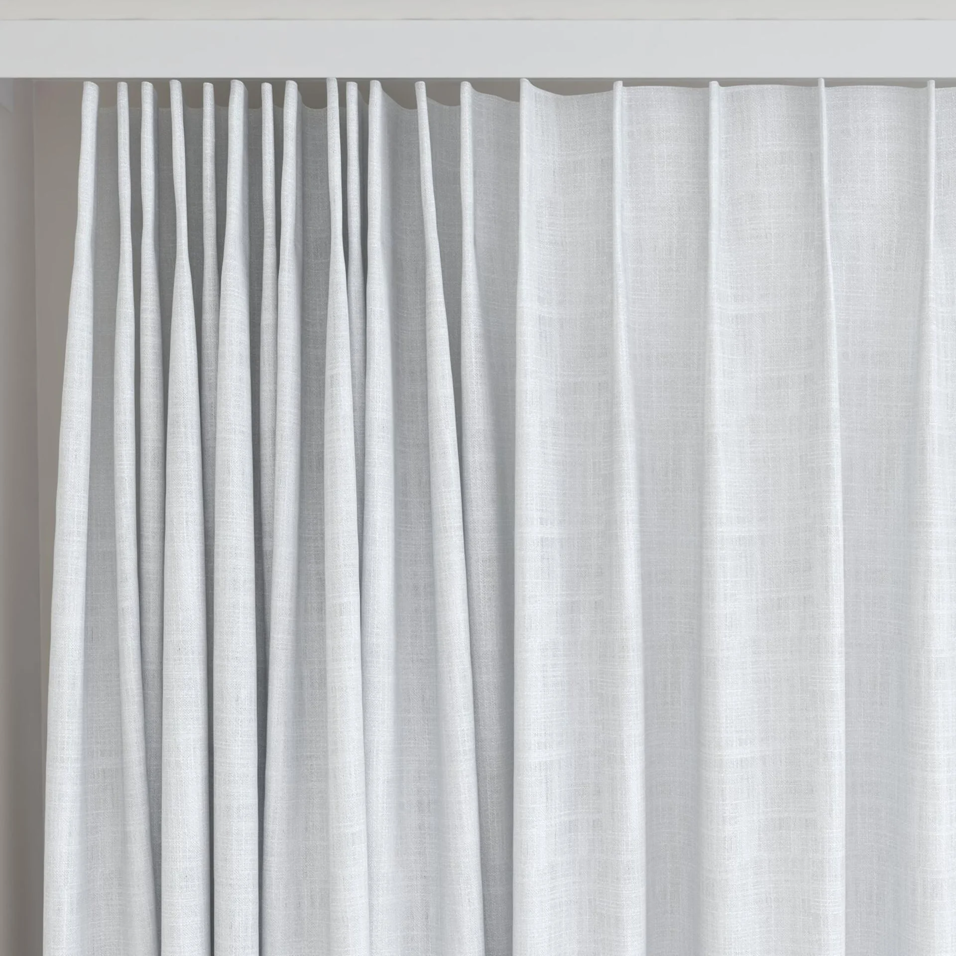 Top view of Release Feather, on curtain rail