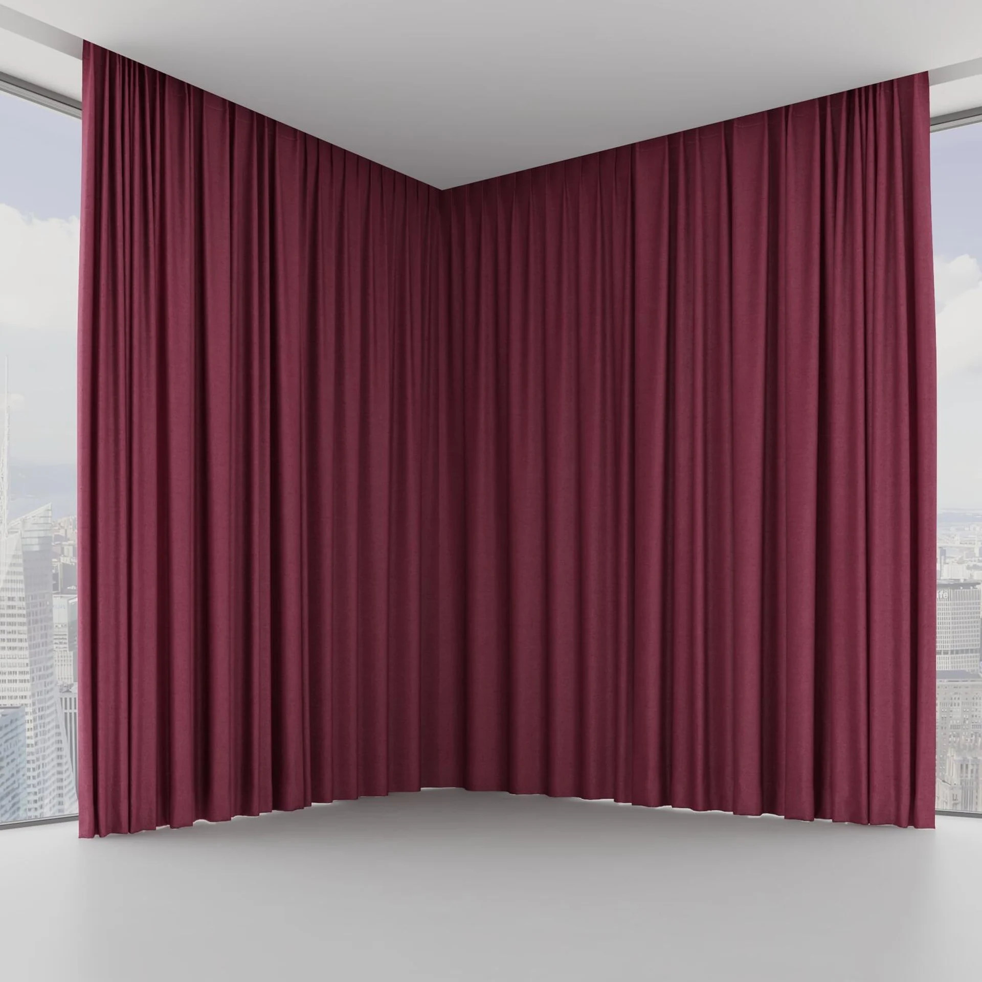 Front view of Drama Plum, on hidden rail