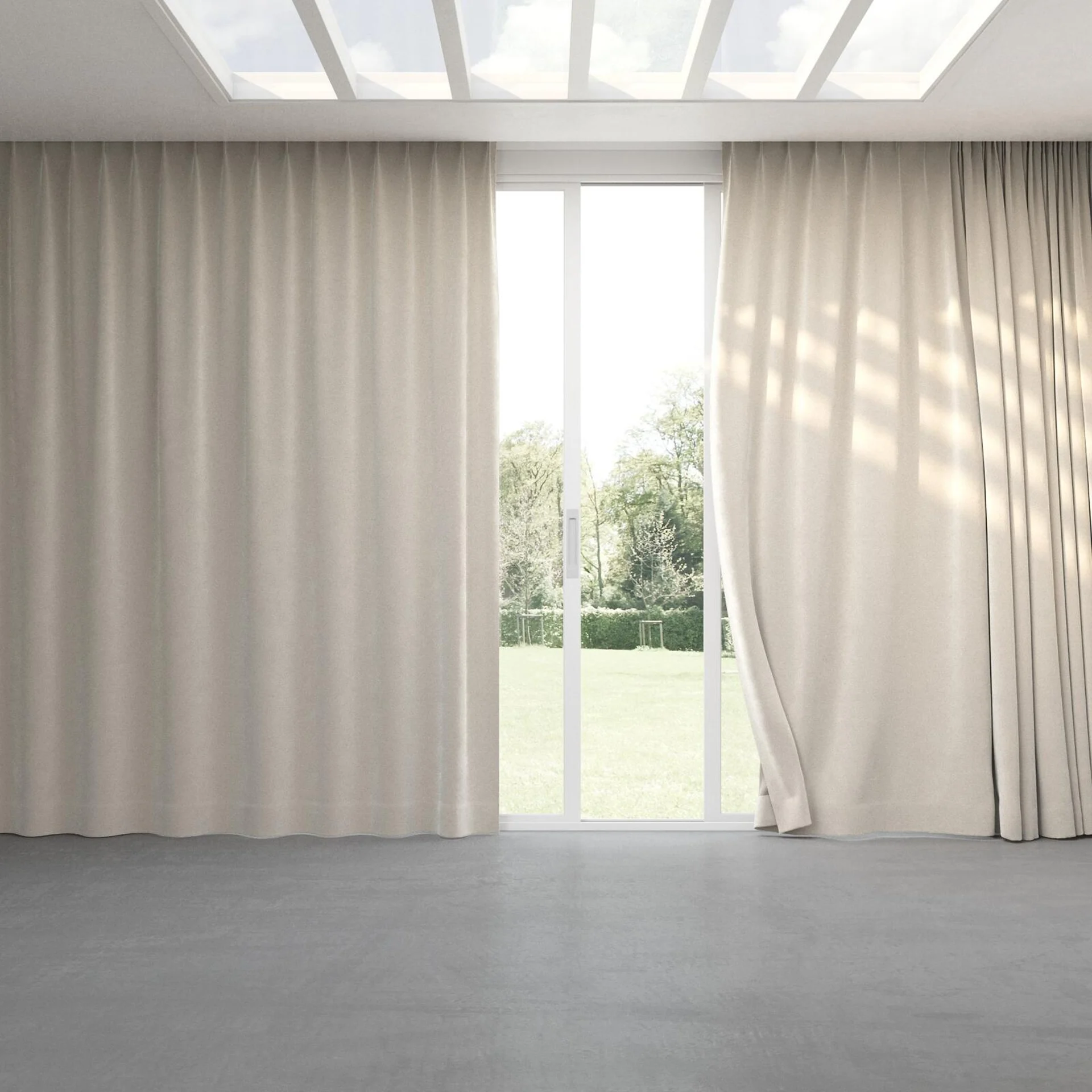 Full view of Moon Natural, pinch pleat
