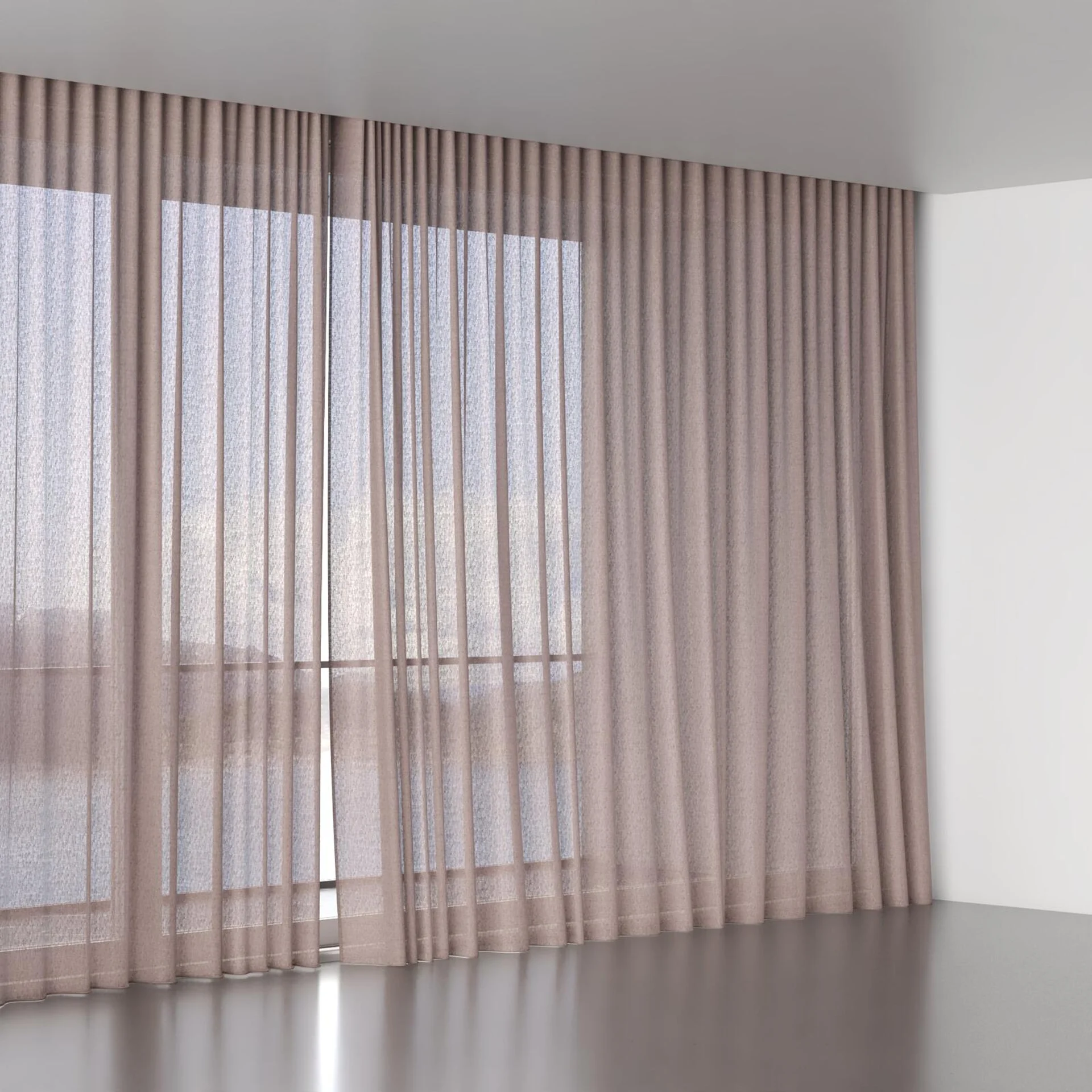 Full view of Rhyme Plum, wave pleat