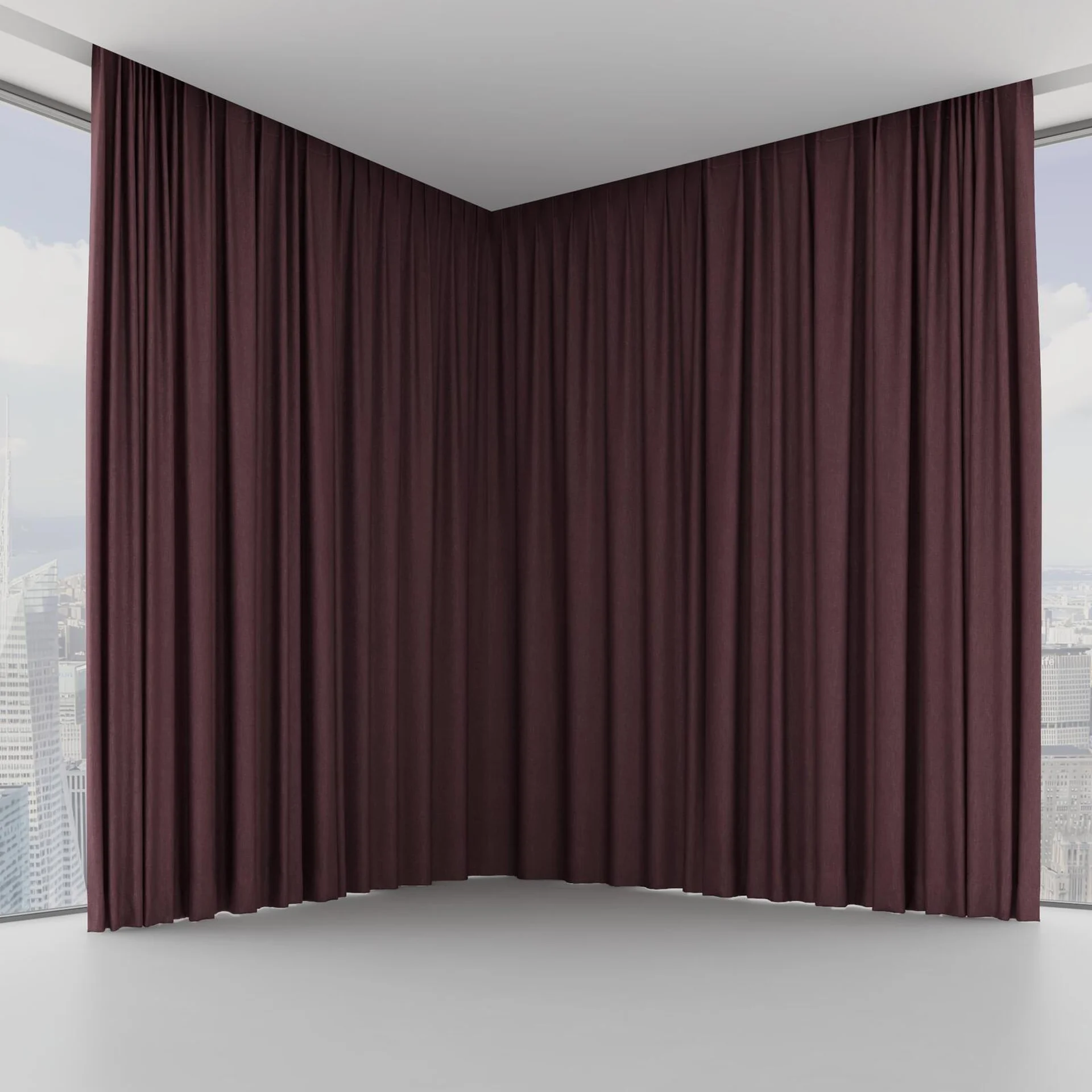 Front view of Perfecto Aubergine, on hidden rail