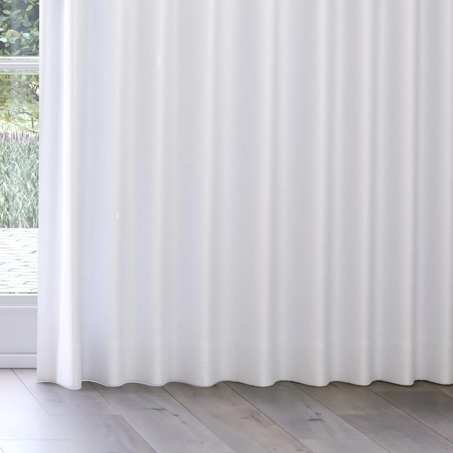 Bottom view of Colourwash Eco Swan, on curtain rail