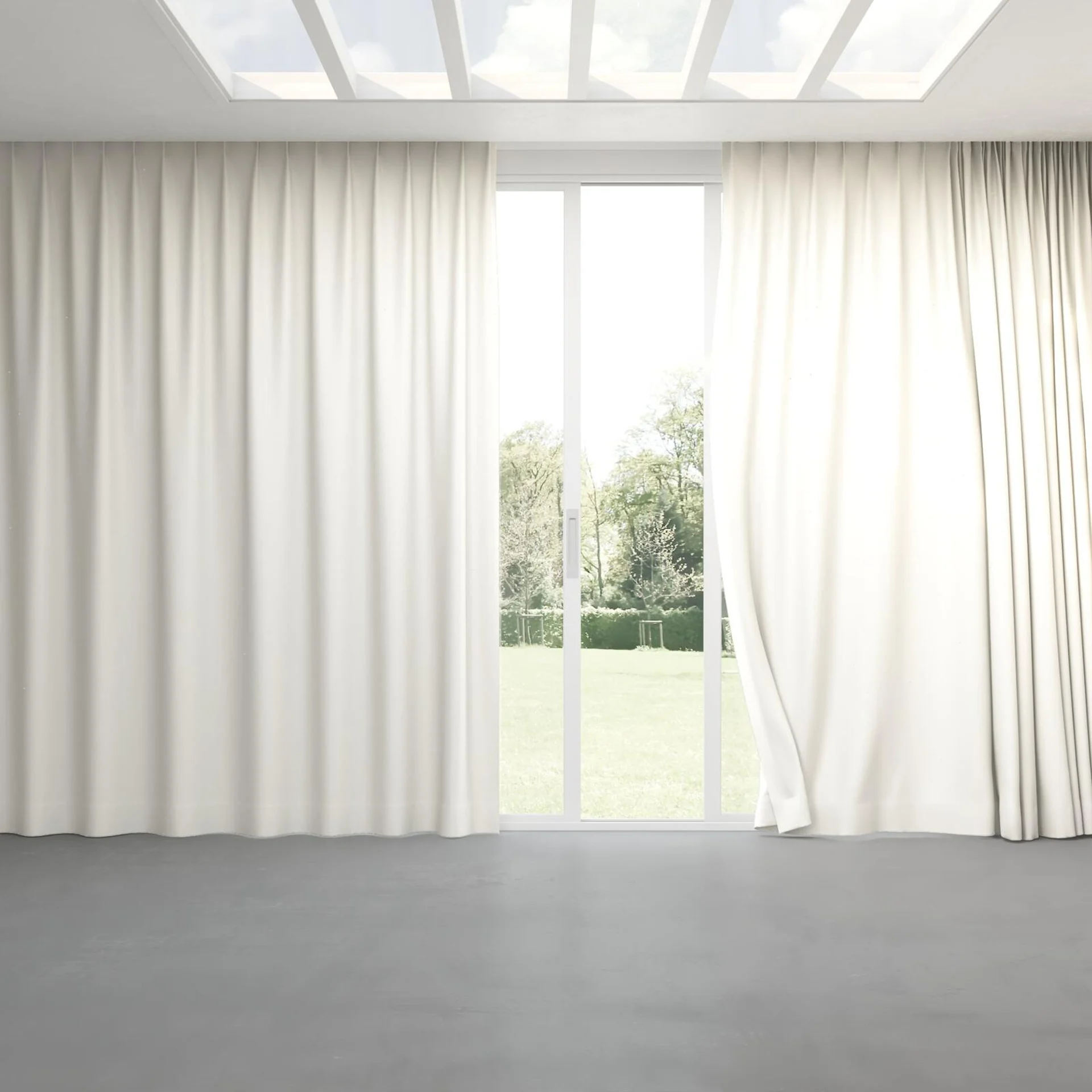 Full view of Excel Ivory, pinch pleat