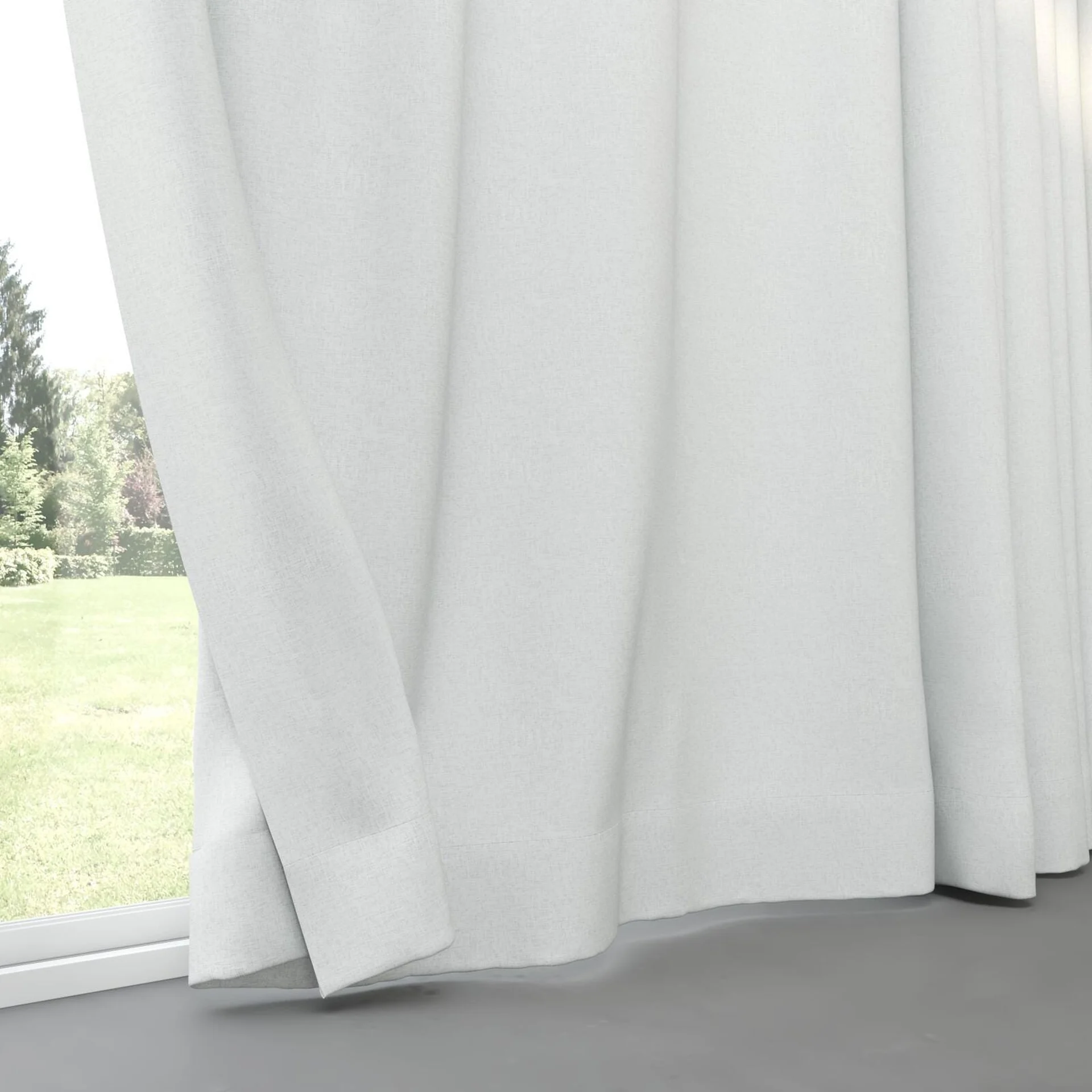 Bottom view of Retreat II Pebble, pinch pleat