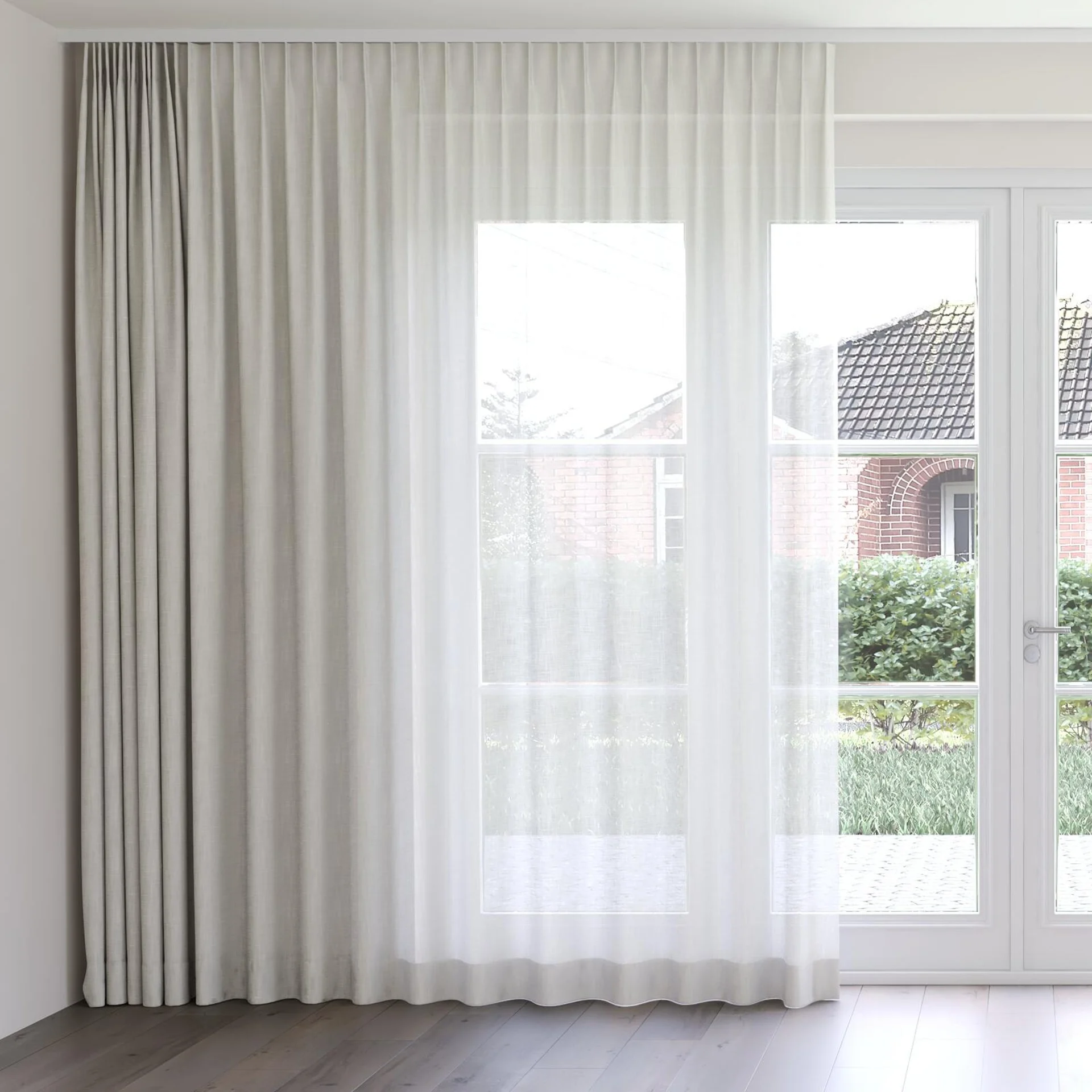 Front view of Release Stucco, on curtain rail