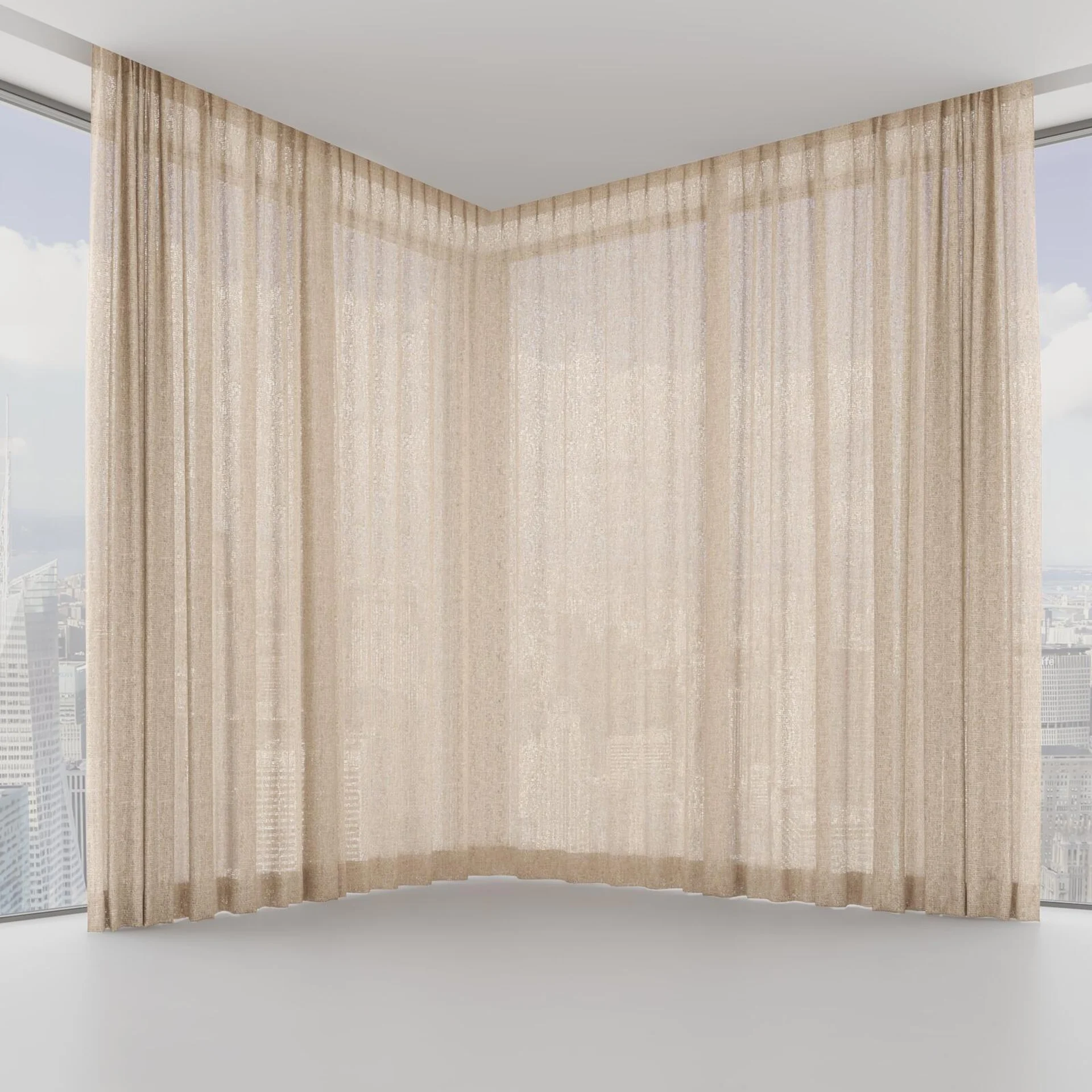 Front view of Handloom Linen, on hidden rail