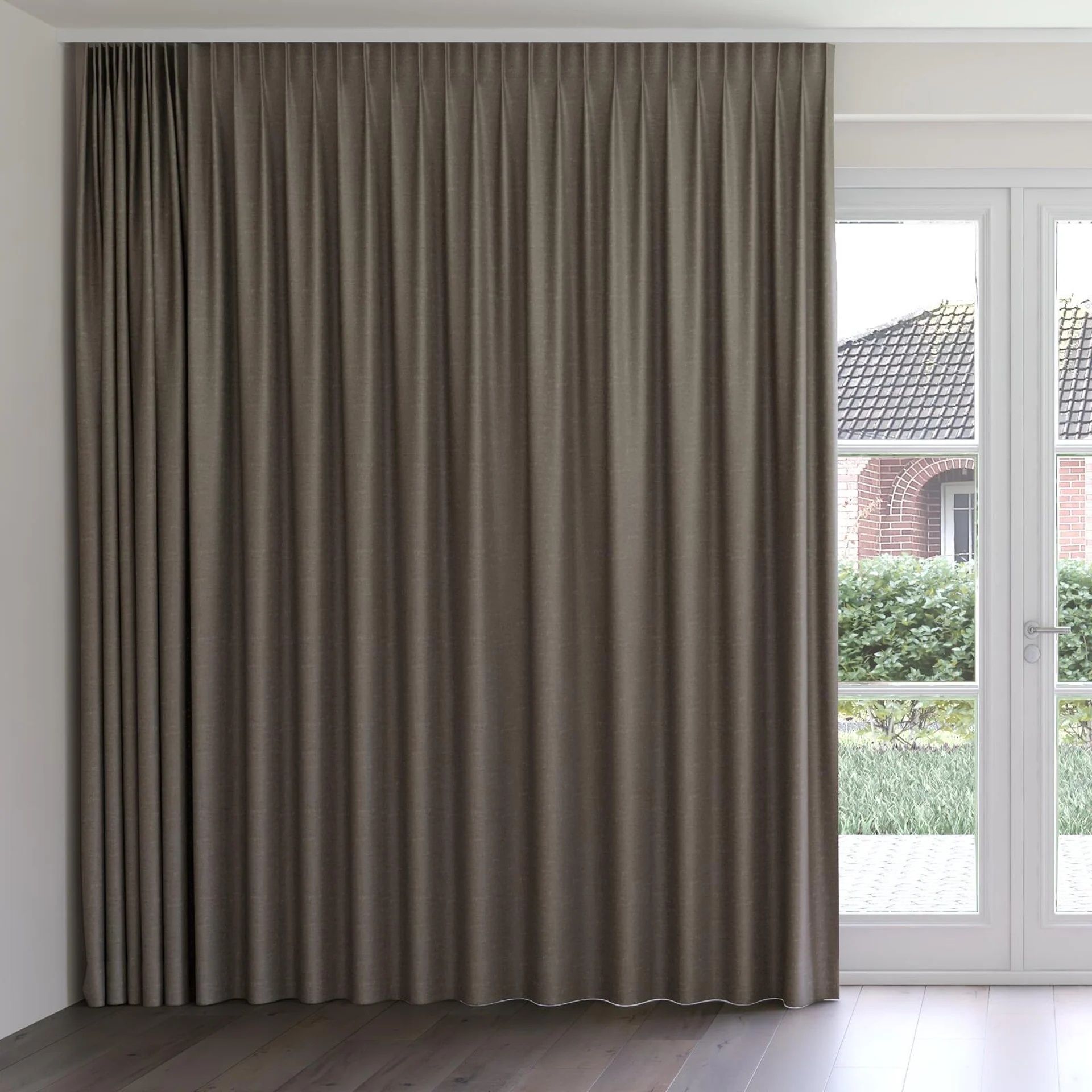 Front view of Infinite Husk, on curtain rail