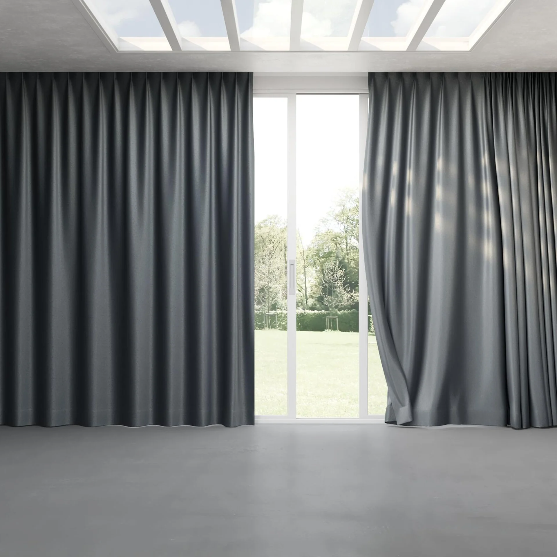 Full view of Recharge Pewter, pinch pleat