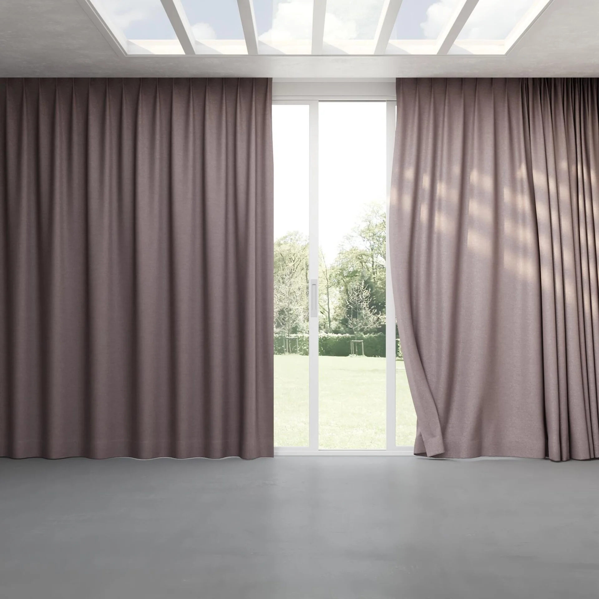 Full view of Drama Flint, pinch pleat