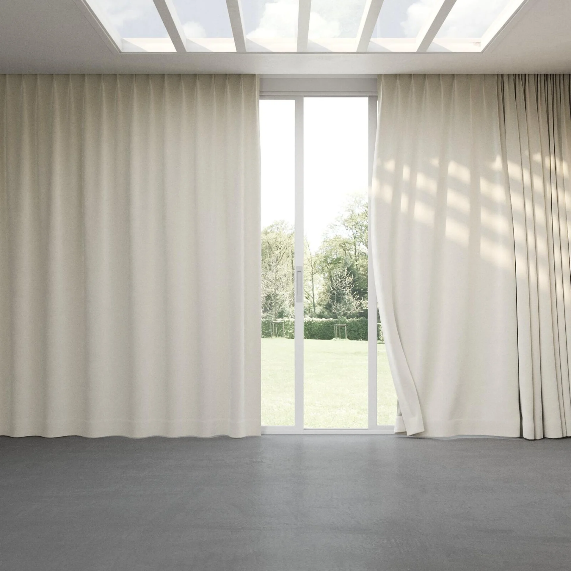Full view of Geneva Ivory, pinch pleat