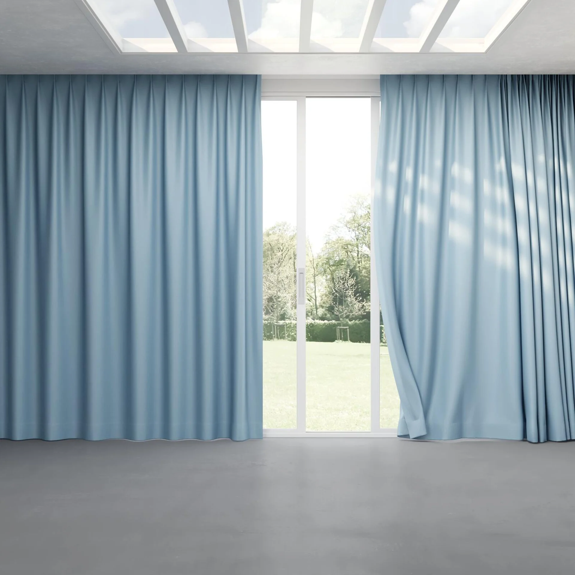 Full view of Naturama Sky, pinch pleat