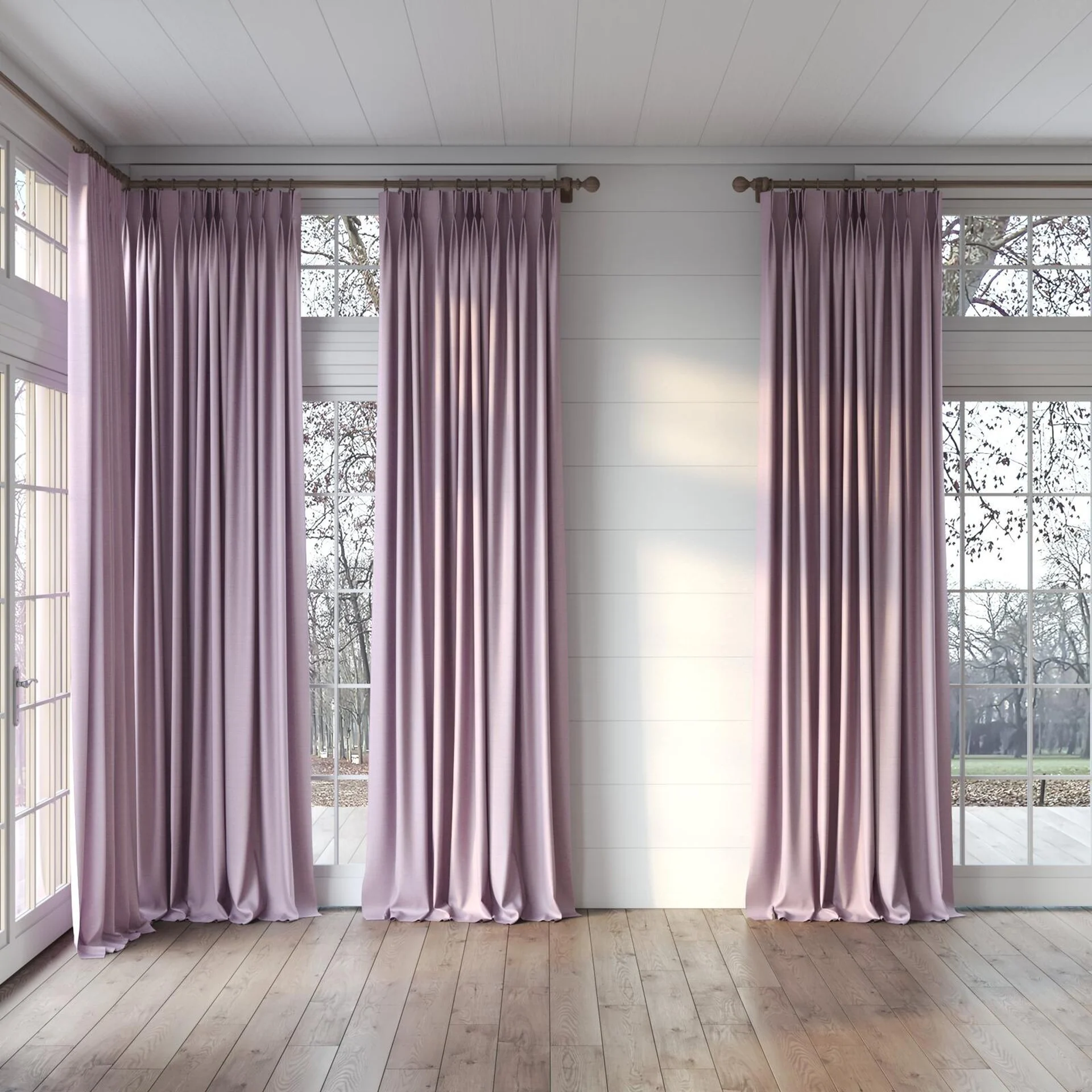 Full view of Linex Crystal, puddled, on curtain rod