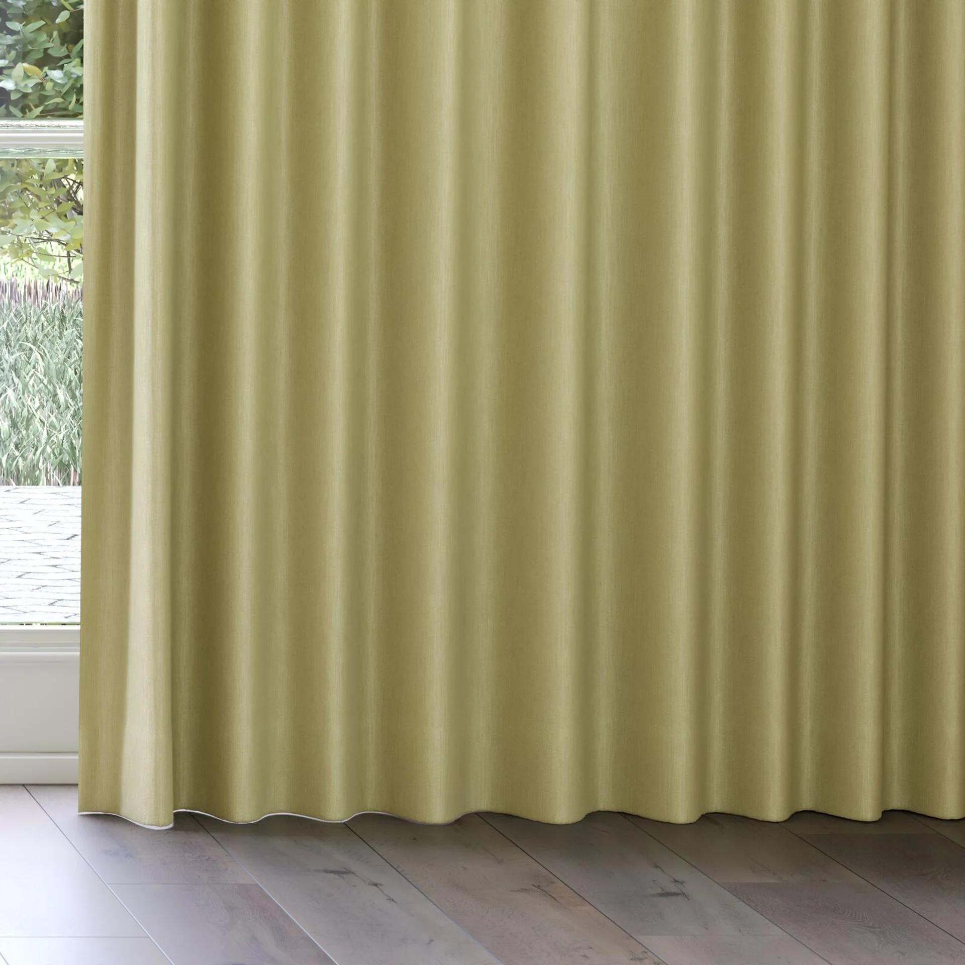 Bottom view of Cordoba Olive, on curtain rail