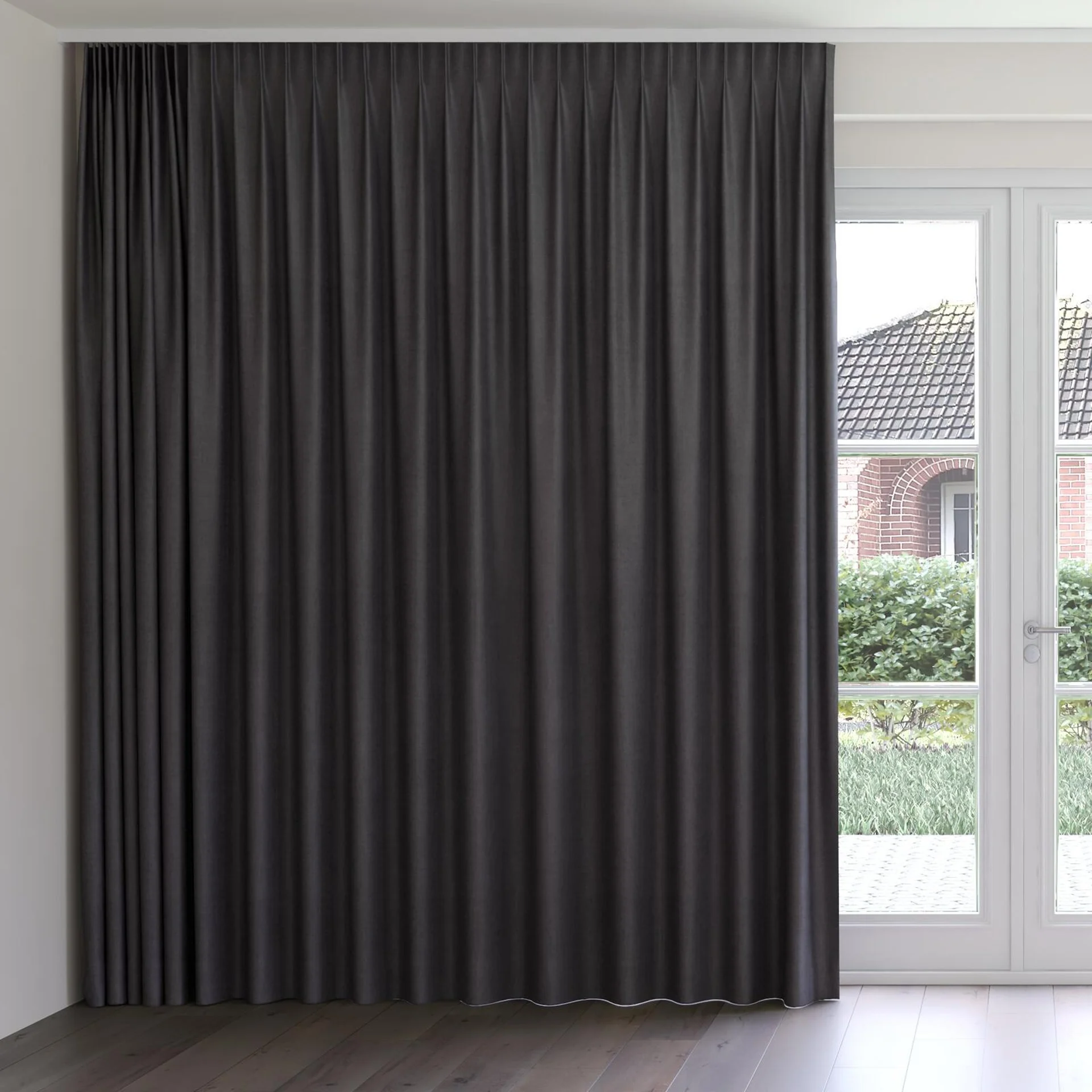 Front view of Monterey Smoke, on curtain rail