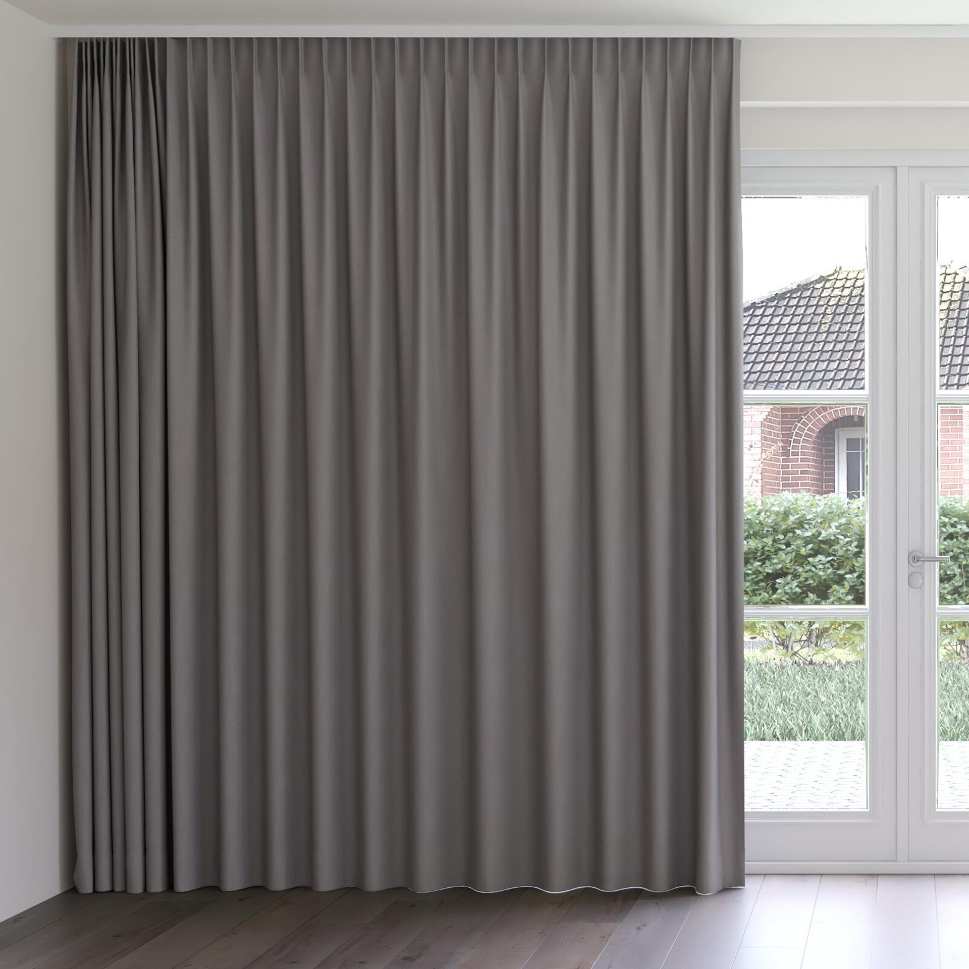 Front view of Luxo Slate, on curtain rail
