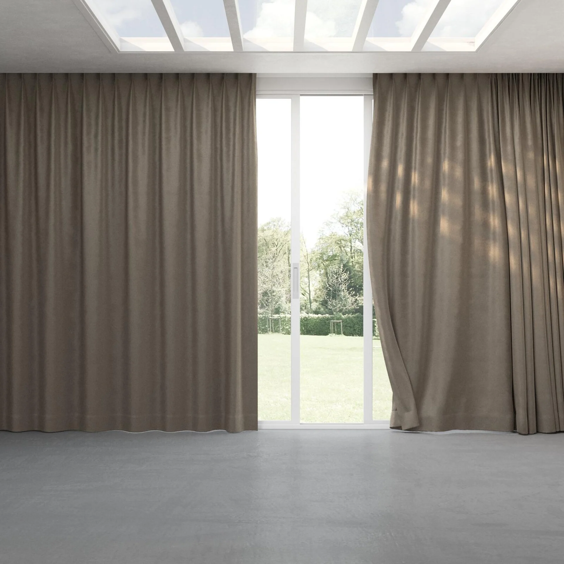 Full view of Velvelux Tonka, pinch pleat