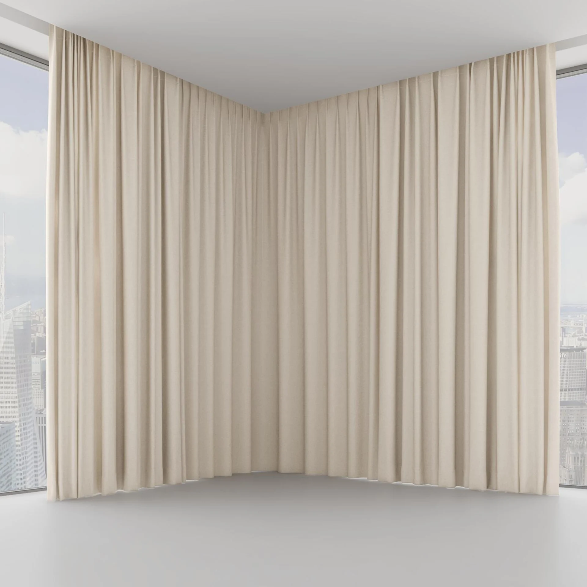 Front view of Maharaja II Raw Silk, on hidden rail