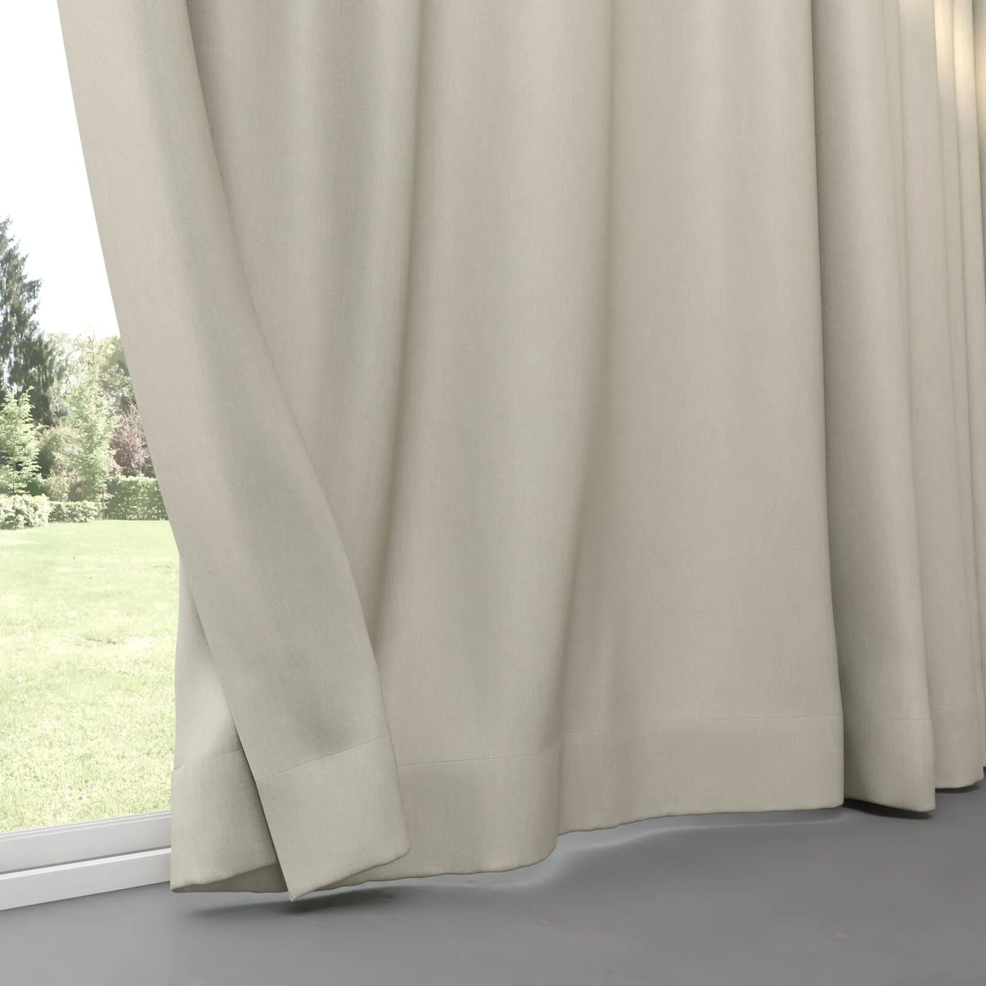 Bottom view of Kidglove Linen, pinch pleat