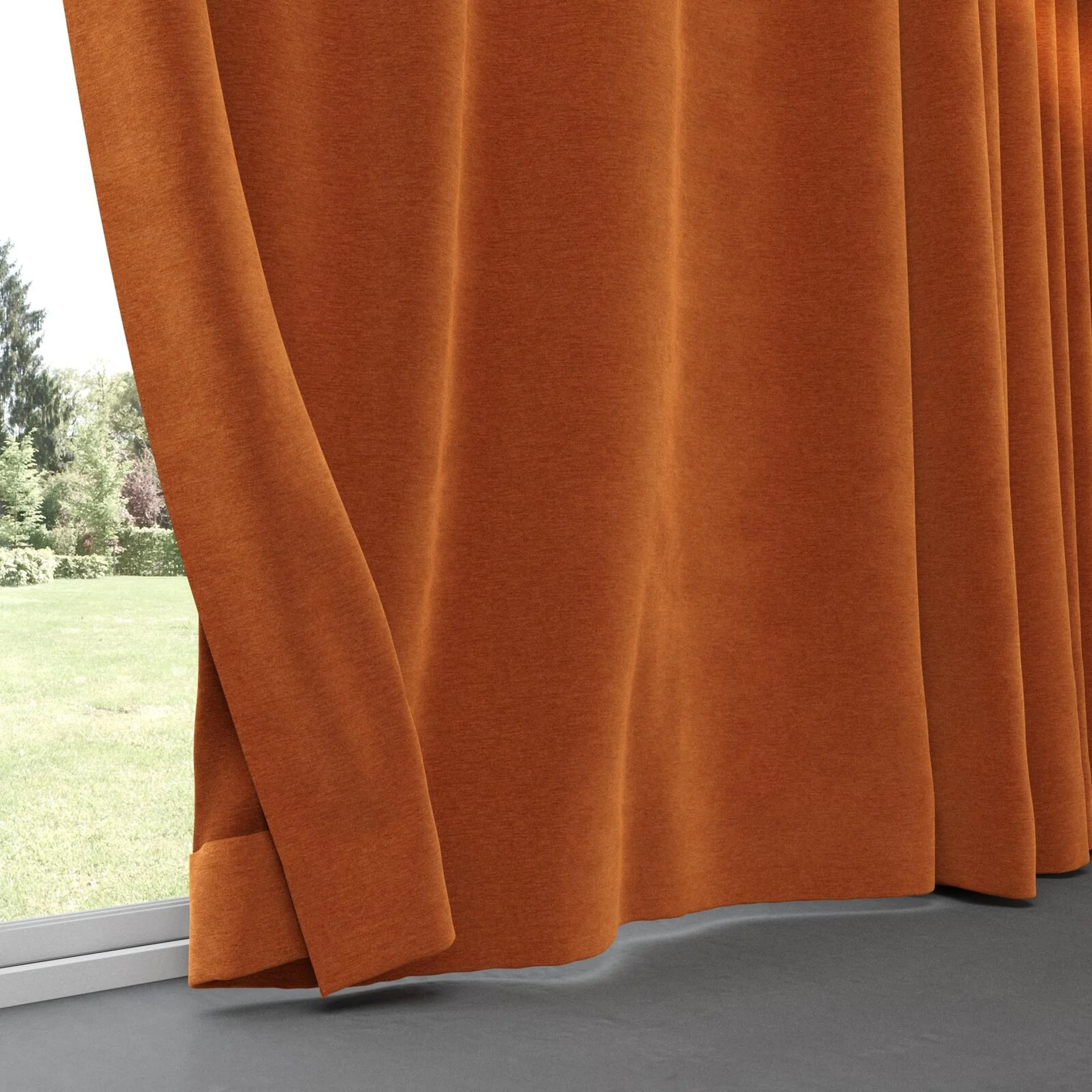 Bottom view of Geneva Pumpkin, pinch pleat