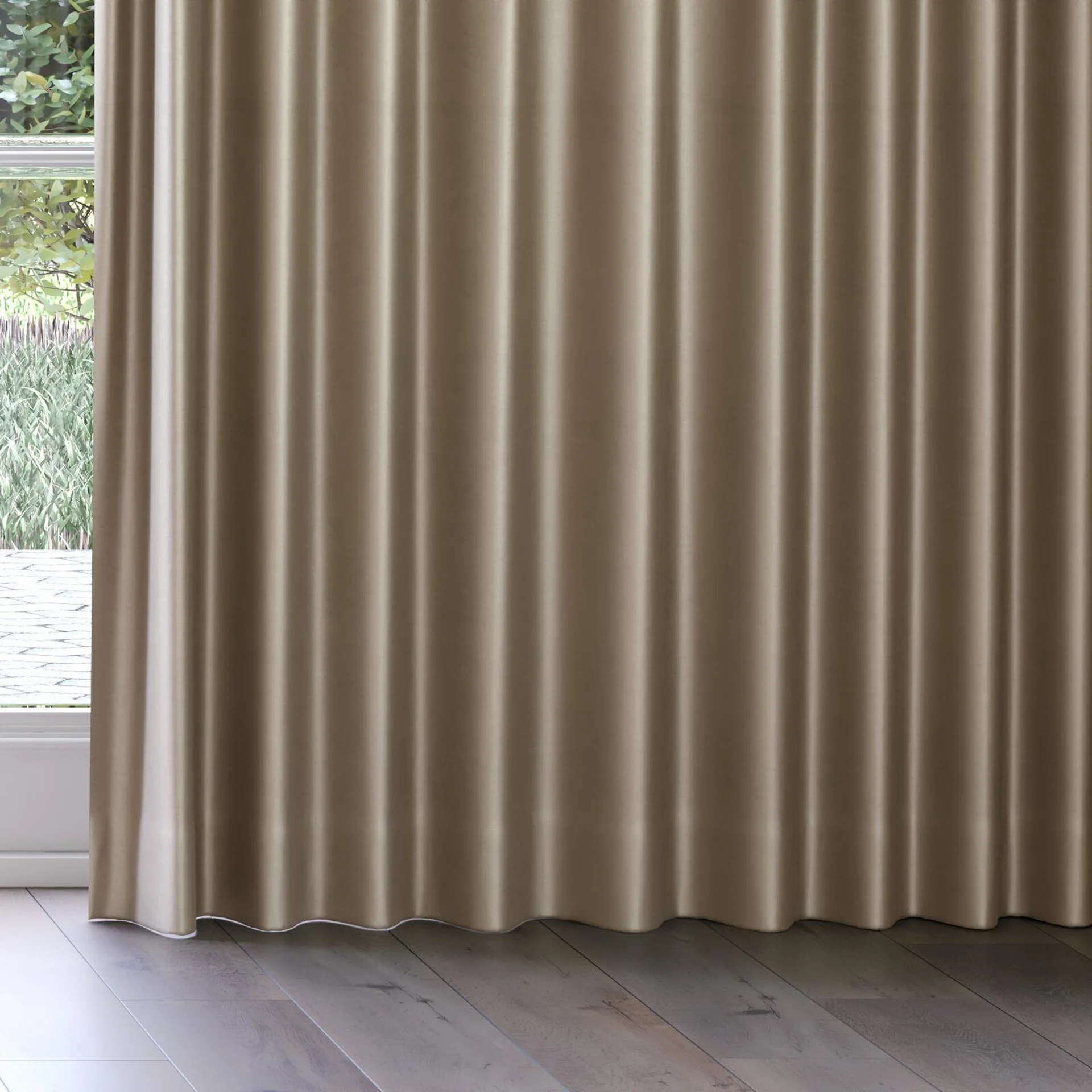 Bottom view of Mont Blanc Taupe, on curtain rail