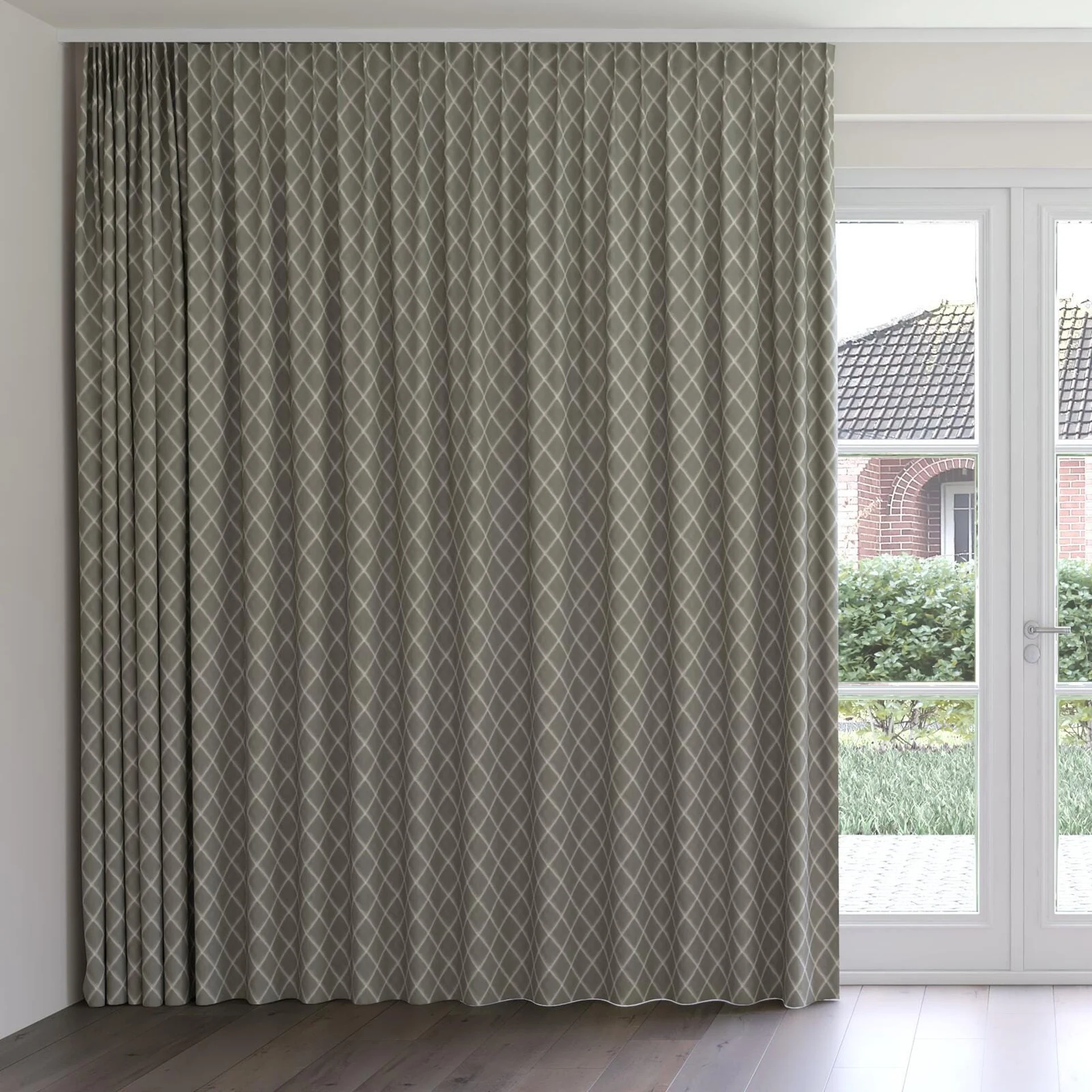 Front view of Pantheon Stone, on curtain rail