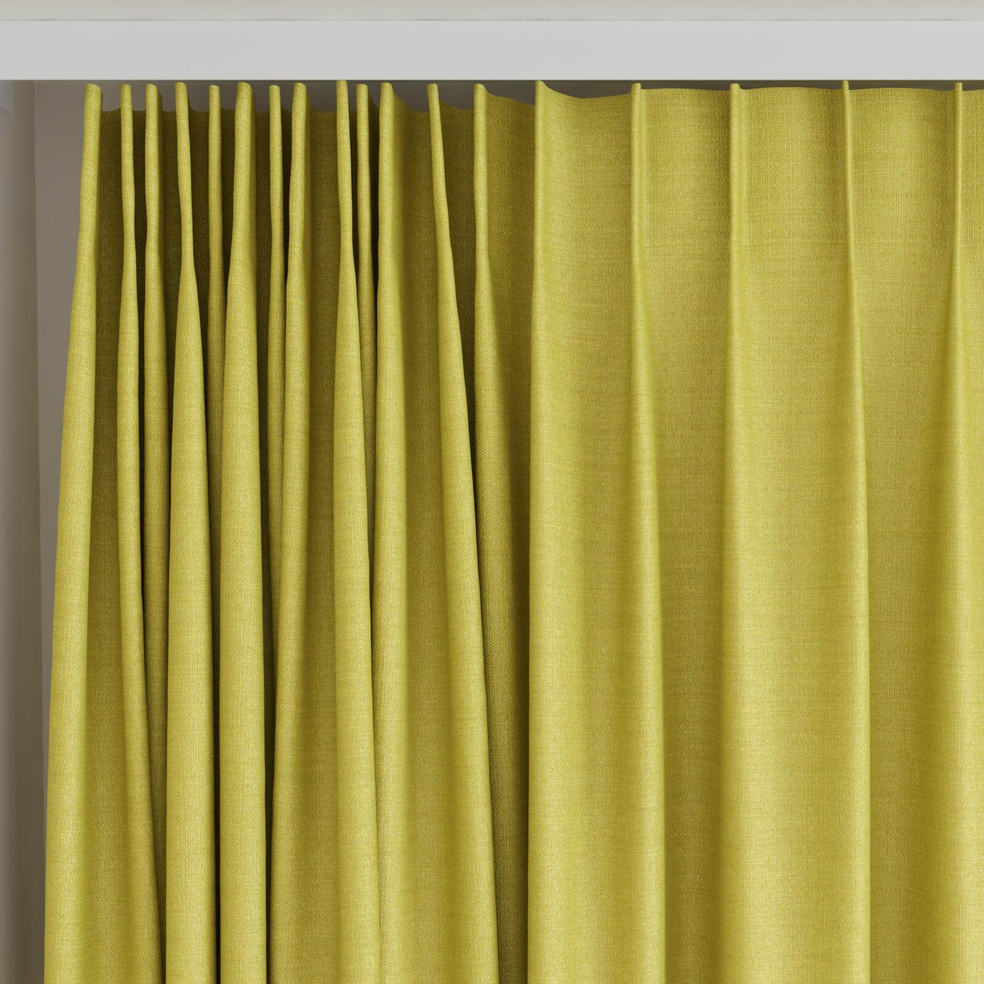 Top view of Linex Chartreuse, on curtain rail