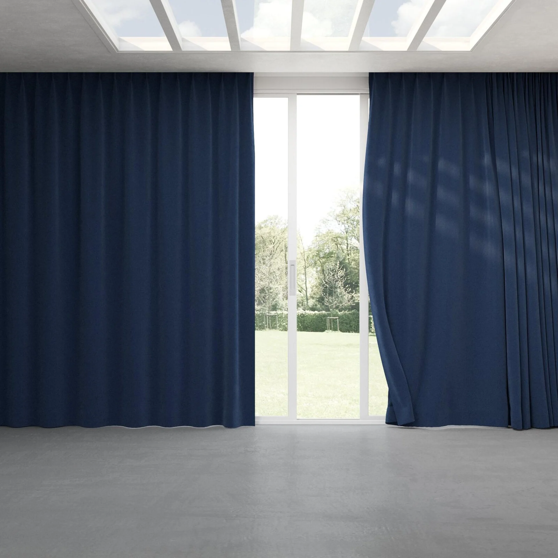 Full view of Moon Navy, pinch pleat