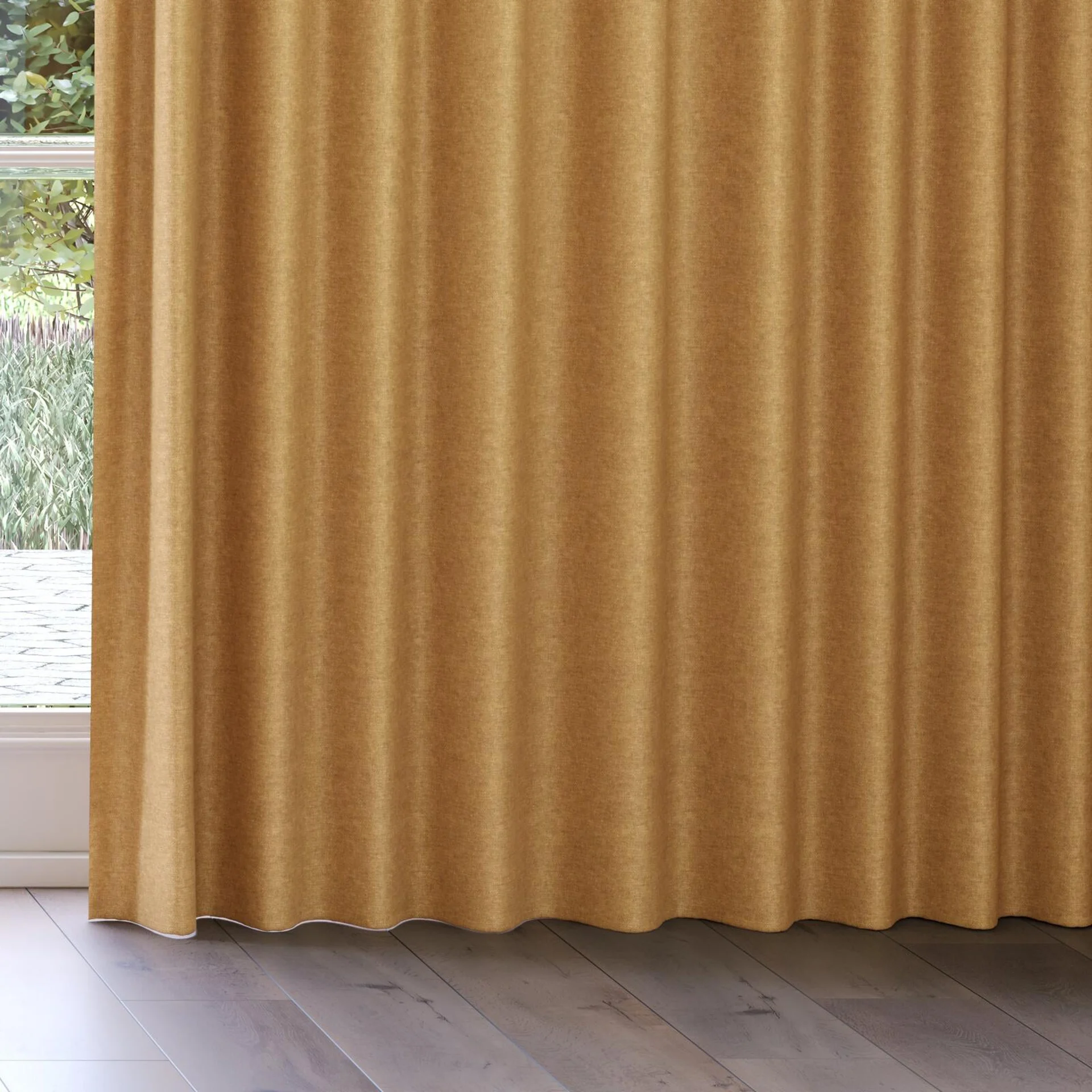 Bottom view of Colourwash Amber, on curtain rail