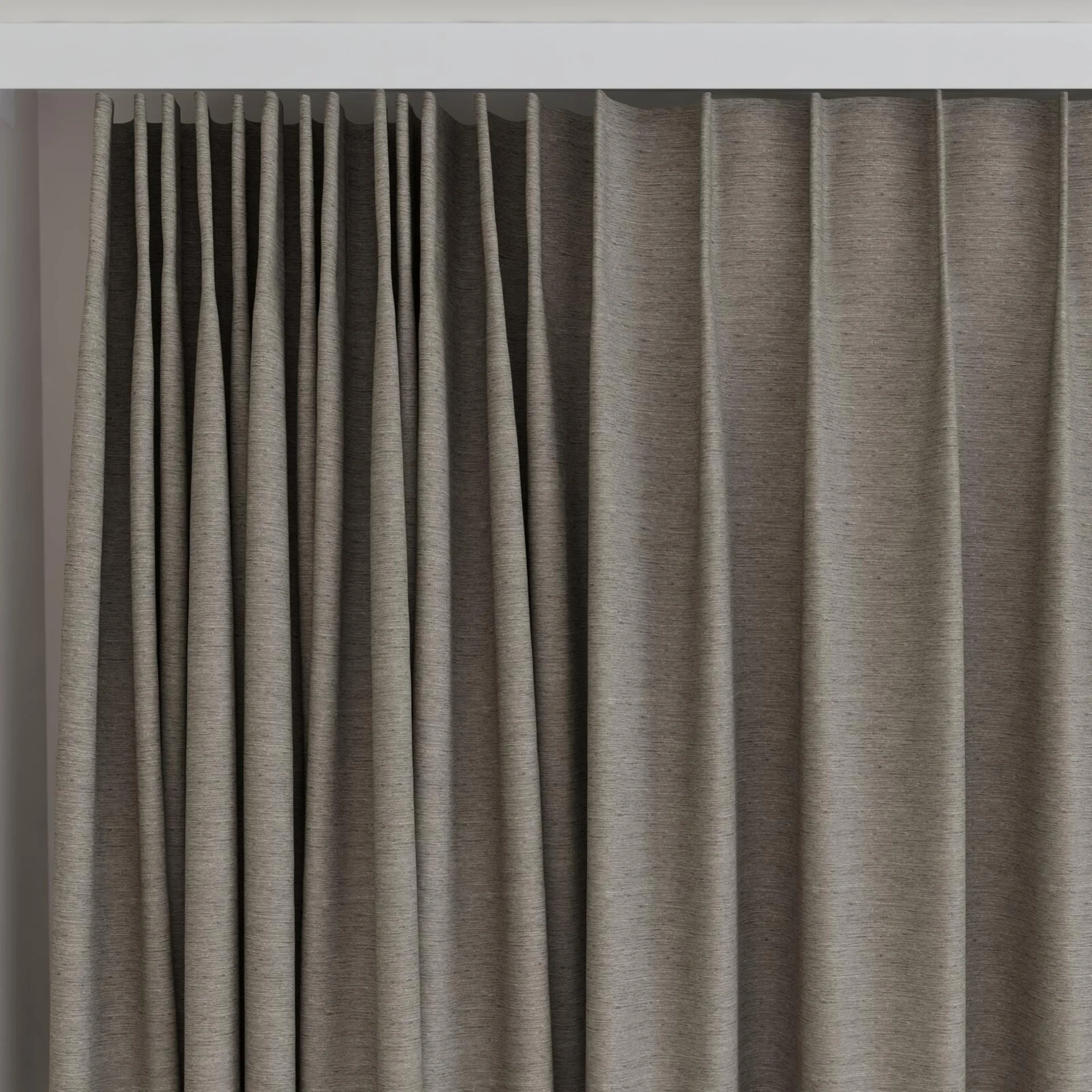 Top view of Maharaja II Peppercorn, on curtain rail