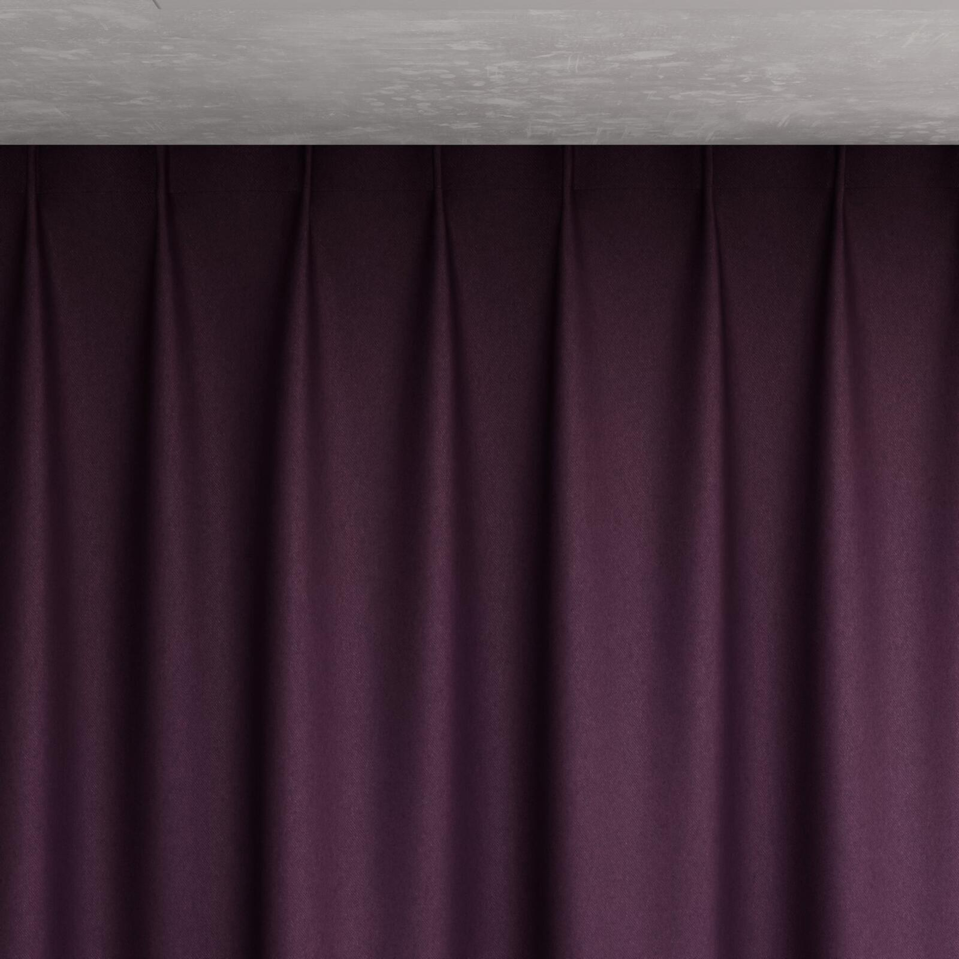 Top view of Woolly/Woolen Aubergine, pinch pleat