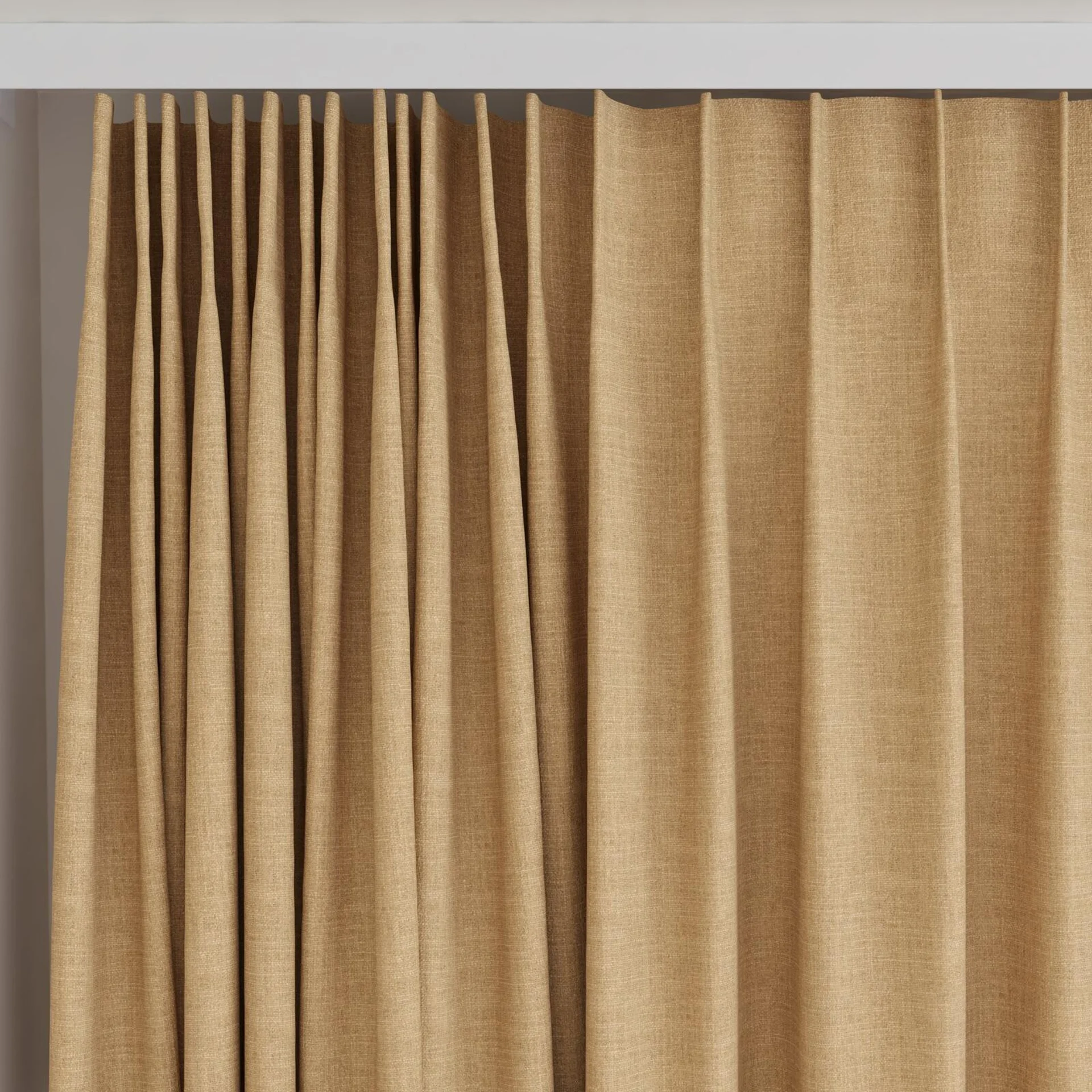 Top view of Mauritius Beige, on curtain rail
