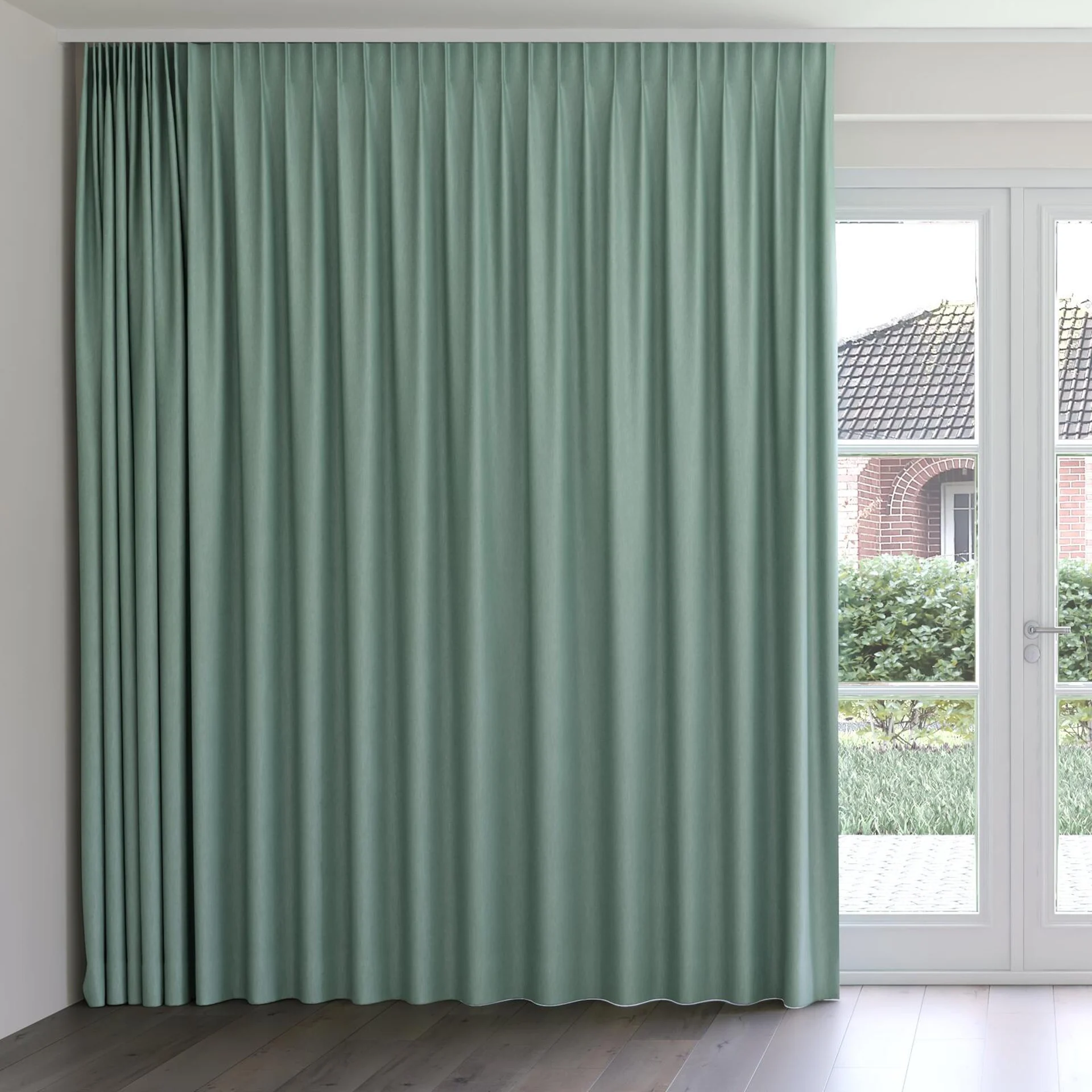 Front view of Cordoba Pine, on curtain rail