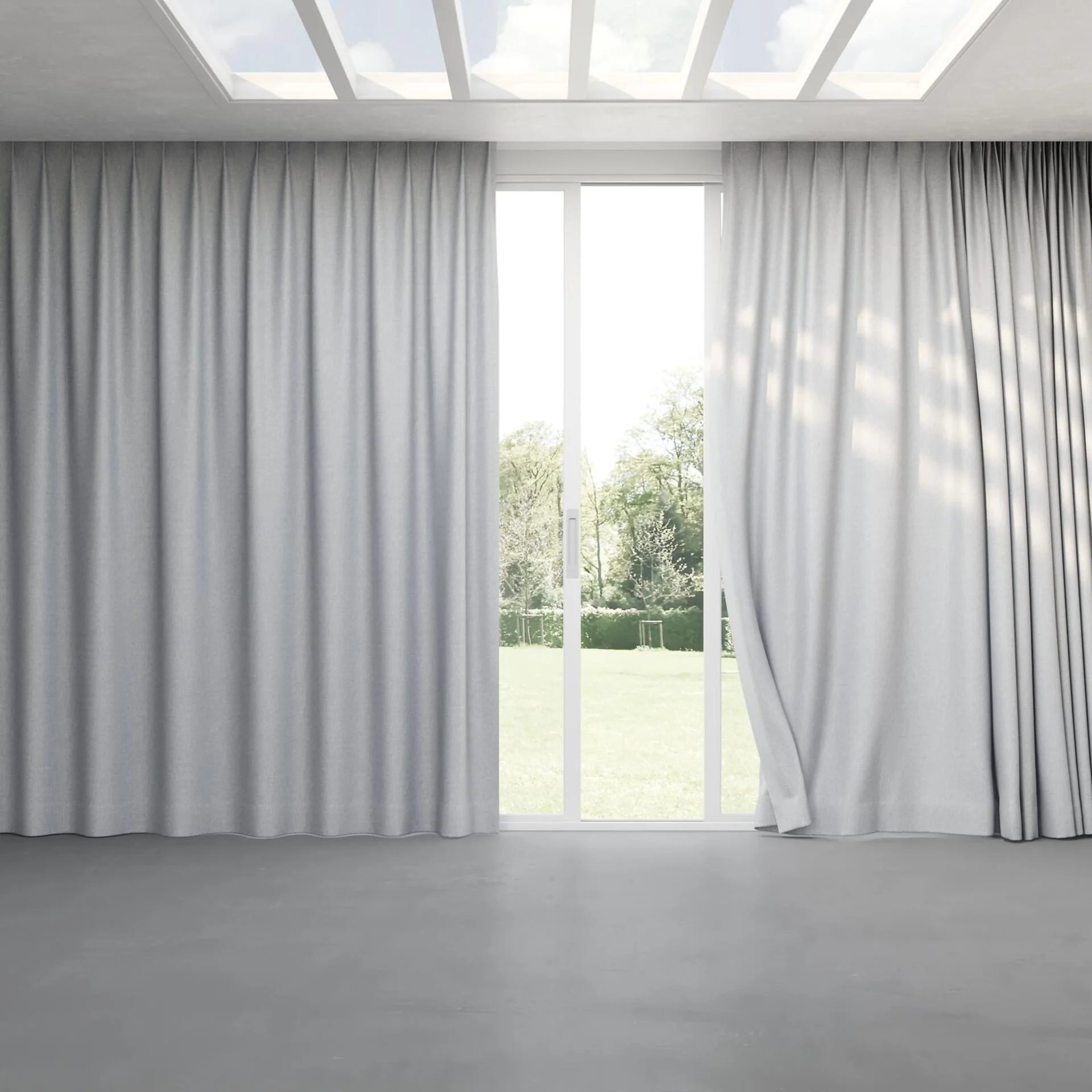 Full view of Stonewall Blackout Ash, pinch pleat