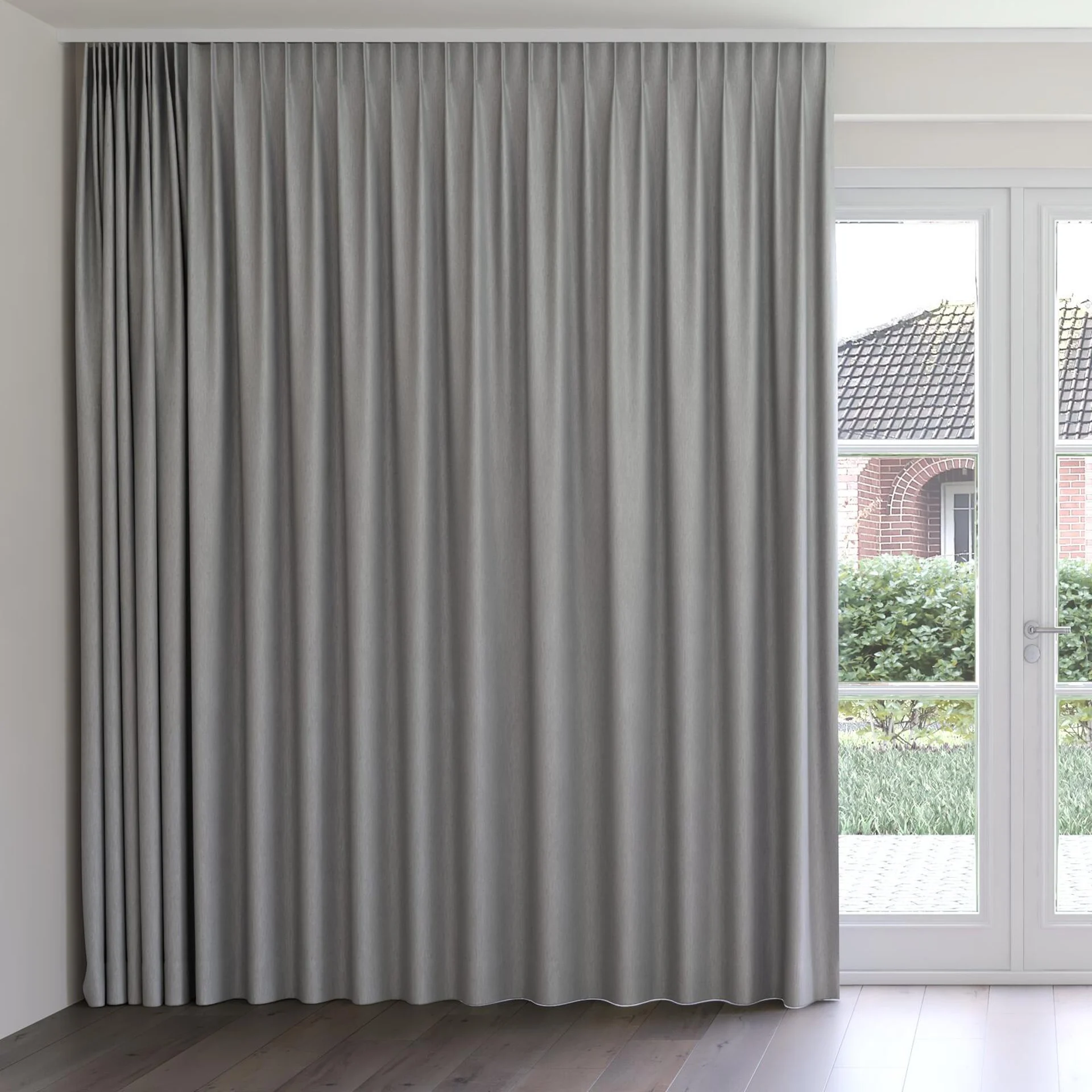 Front view of Cordoba Fog, on curtain rail