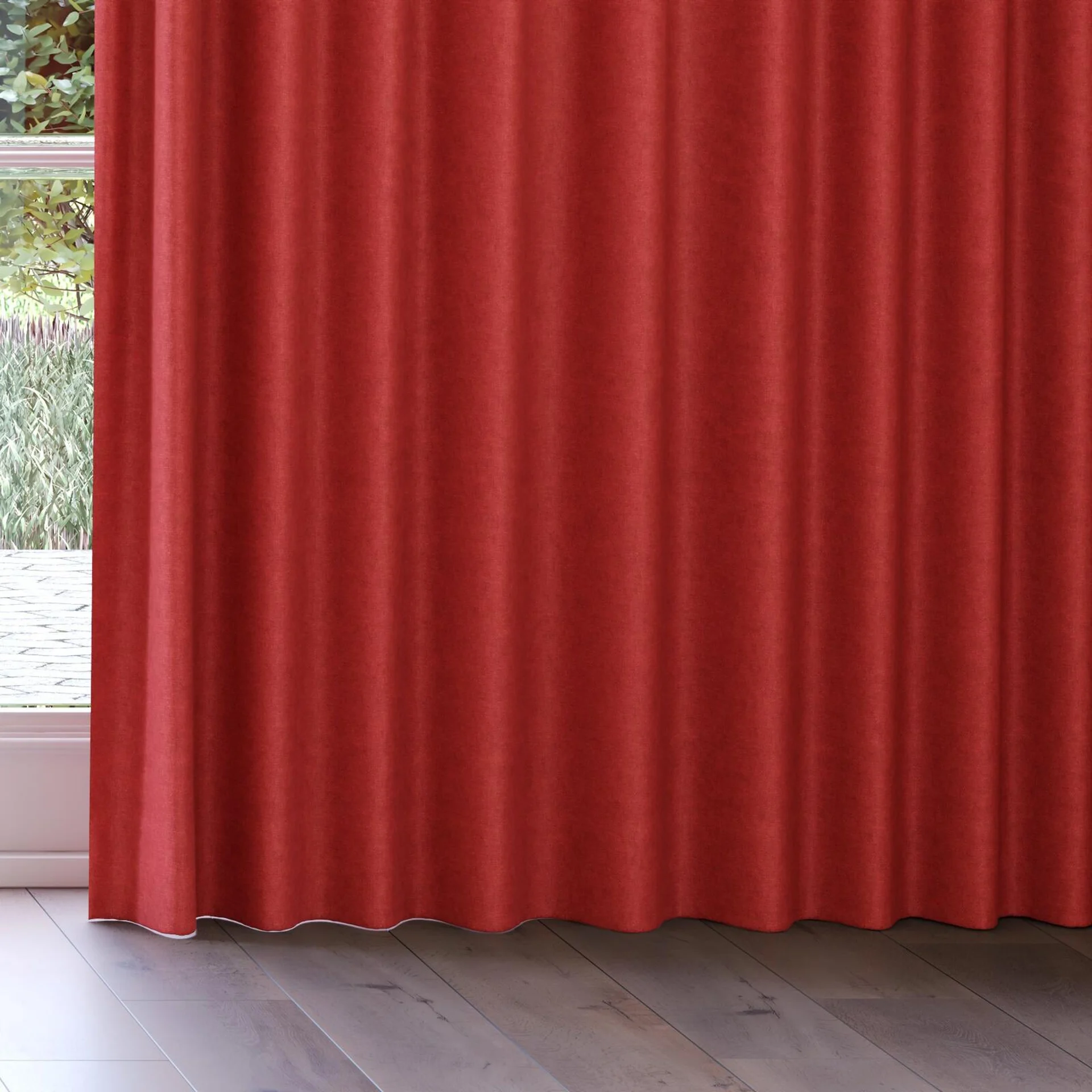 Bottom view of Colourwash Berry, on curtain rail
